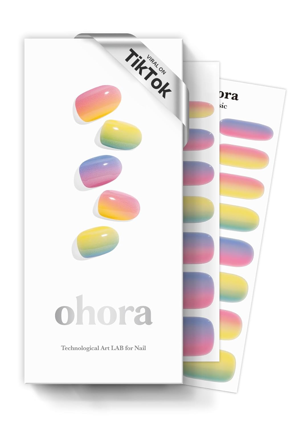 ohora Semi Cured Gel Nail Strips (N Pastel) - Yellow. Ombre. Works with Any UV/LED Lamps. Salon-Quality. Long Lasting. Easy to Apply & Remove - Includes 2 Prep Pads. Nail File & Wooden Stick : Beauty & Personal Care