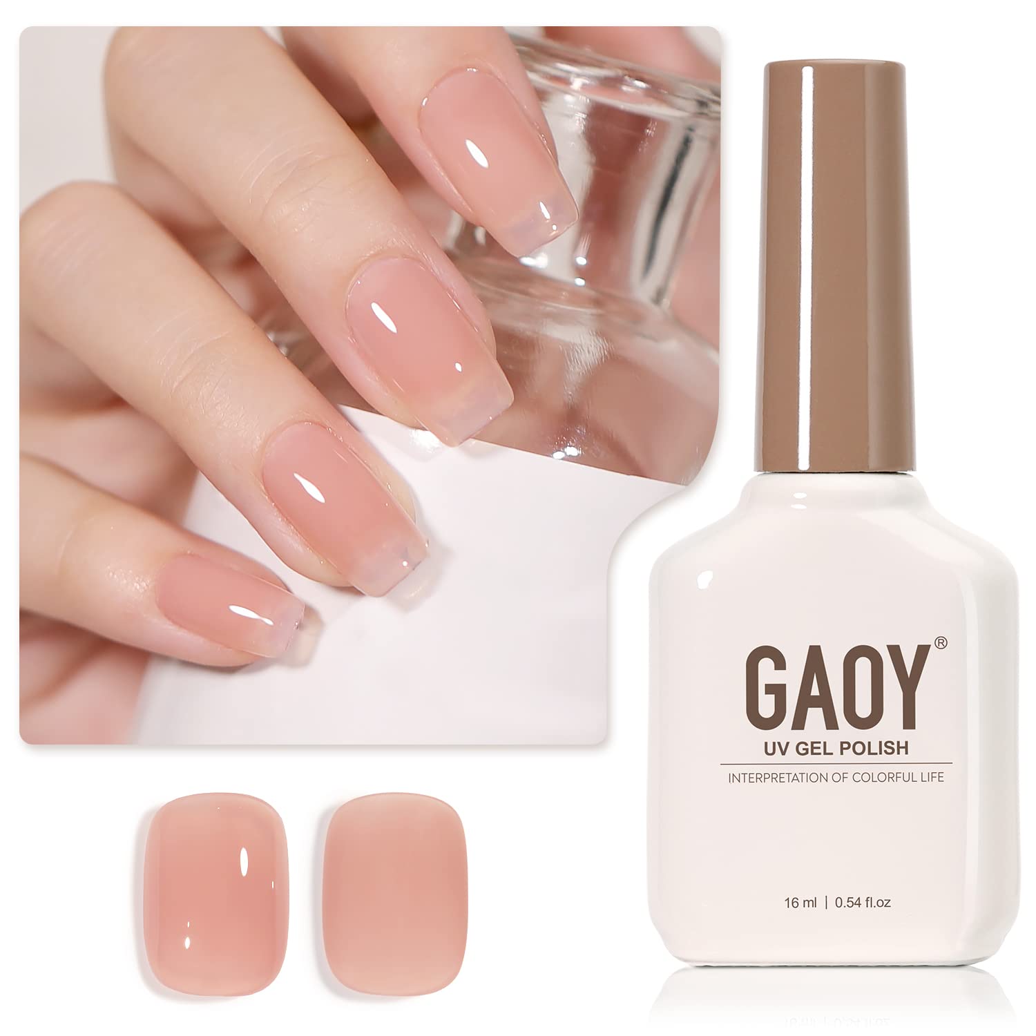 GAOY Sheer Light Pink Gel Nail Polish. 16ml Jelly Milky White Peach Translucent Color 1352 UV Light Cure Gel Polish for Nail Art DIY Manicure and Pedicure at Home : Beauty & Personal Care