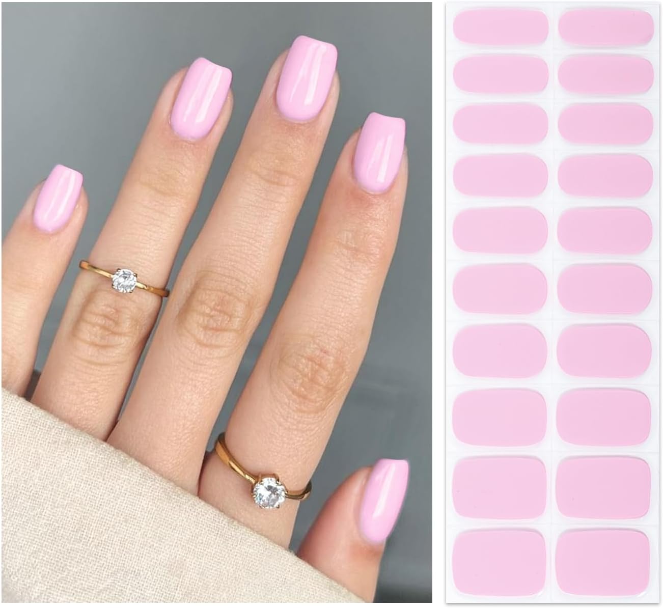 OAUEE Semi Cured Gel Nail Strips | Gel Nail Stickers with UV Light Required | Salon Quality. Easy Application and Removal(Pink Ombre) : Beauty & Personal Care