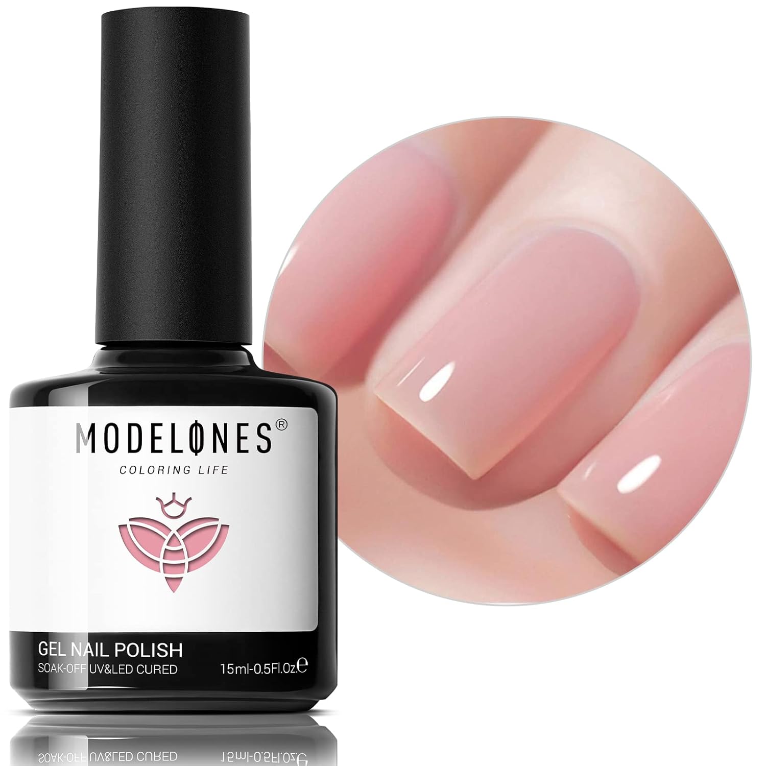 modelones Pink Gel Nail Polish Jelly Nude Pink Gel Polish French Tip Base Colors Translucent Soak Off U V Soap Nails for Nail Art Manicure at Home 15ML : Beauty & Personal Care