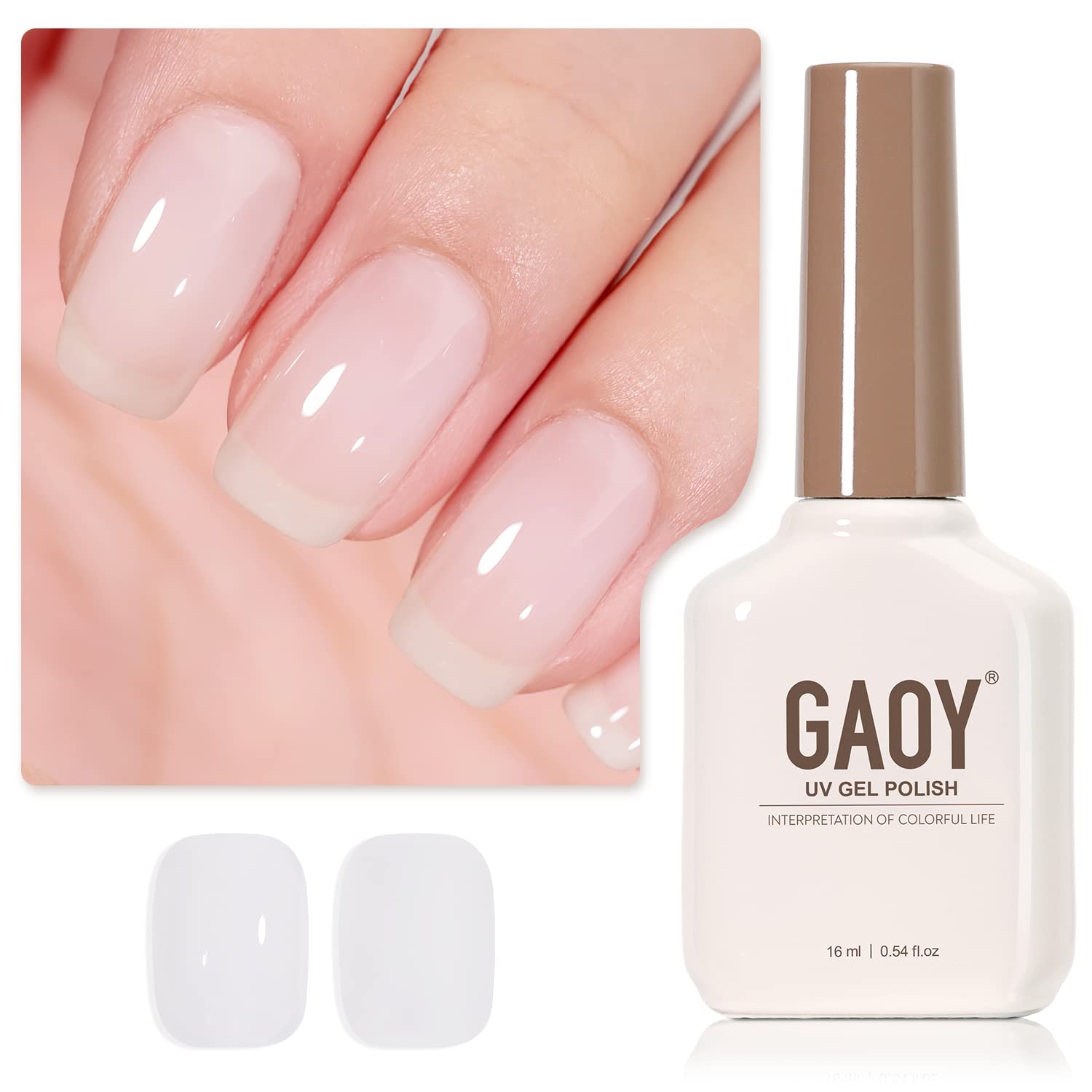 GAOY Sheer Light Pink Gel Nail Polish. 16ml Jelly Milky White Peach Translucent Color 1352 UV Light Cure Gel Polish for Nail Art DIY Manicure and Pedicure at Home : Beauty & Personal Care
