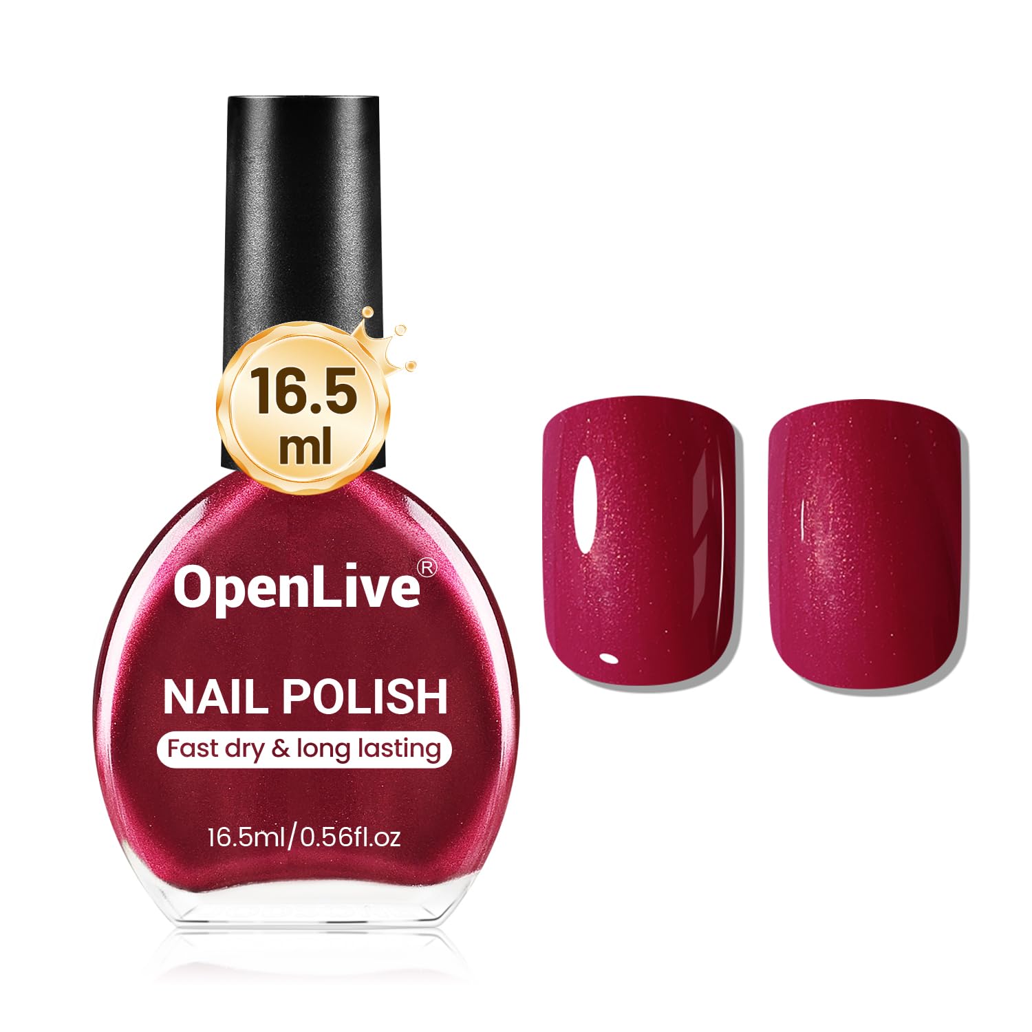 OpenLive 16.5ml Dark Red Nail Polish Large Volume Quick Dry Nail Polish. Long Lasting Shine. Fingernail Toenail Nail Art DIY Home Travel Nail Art Gift : Beauty & Personal Care