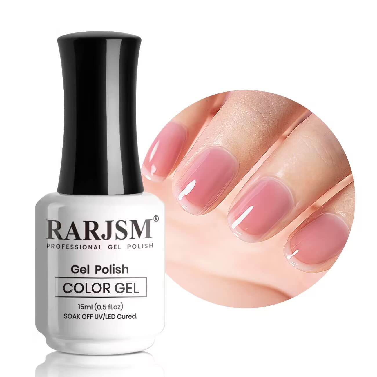 RARJSM Nude Gel Polish Sheer Rose Pink Gel Nail Polish Clear Pink French Manicure Nude Pink Jelly Nail GelPolish Varnish Curing Requires 1pcs 15ml LED UV Gel Soak Off for Home Salon Nail Art DIY : Beauty & Personal Care