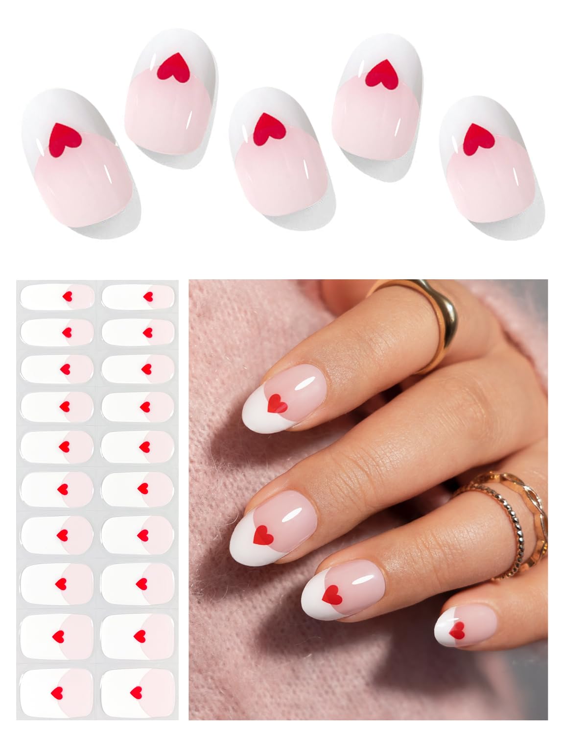 AutyaMee Semi Cured Gel Nail Strips (A White French Tip). Clear Base. 20 Pcs Gel Nail Wraps. Stickers. UV Light Required. Salon Quality. Long Lasting : Beauty & Personal Care