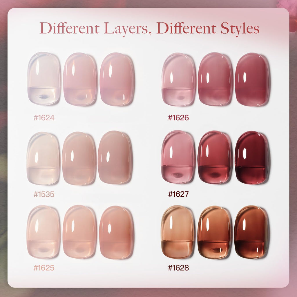 GAOY Rose Garden Jelly Gel Nail Polish of 6 Transparent Nude Red Pink Brown Colors Sheer Gel Polish Kit for Salon Manicure and Nail Art DIY at Home : Beauty & Personal Care