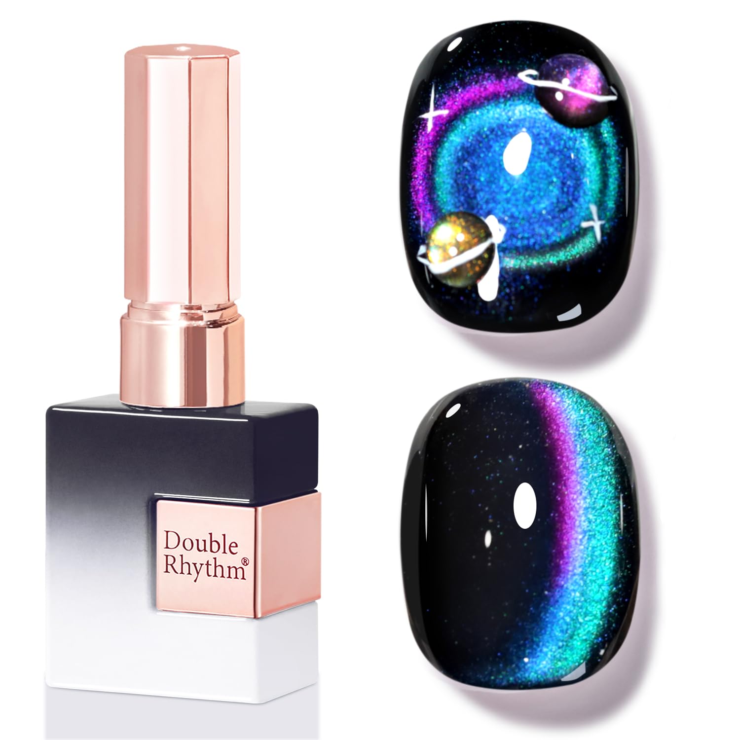 Double Rhythm 0.5 OZ Cat Eye Gel Polish with Magnet 15ML Holographic Glitter Shimmer Translucent Jelly Color Magnetic Polish Salon DIY at Home (Silver-MC1019) : Beauty & Personal Care