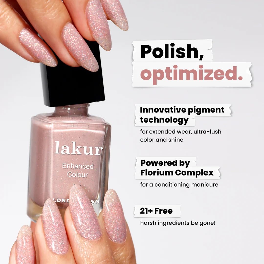 LONDONTOWN Lakur Nail Polish – Nude & Brown Shades. Champagne in Bed. 0.4 Fl Oz. Long-Lasting. Streak-Free. Chip-Resistant | 21+ Free Non-Toxic Vegan Nail Color. Strengthens & Hydrates Nails : Beauty & Personal Care