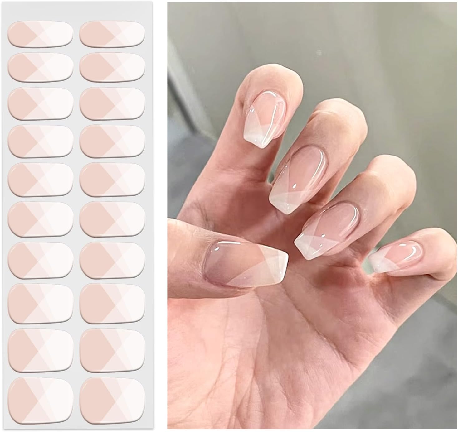 OAUEE Semi Cured Gel Nail Strips | Gel Nail Stickers with UV Light Required | Salon Quality. Easy Application and Removal(Pink Ombre) : Beauty & Personal Care
