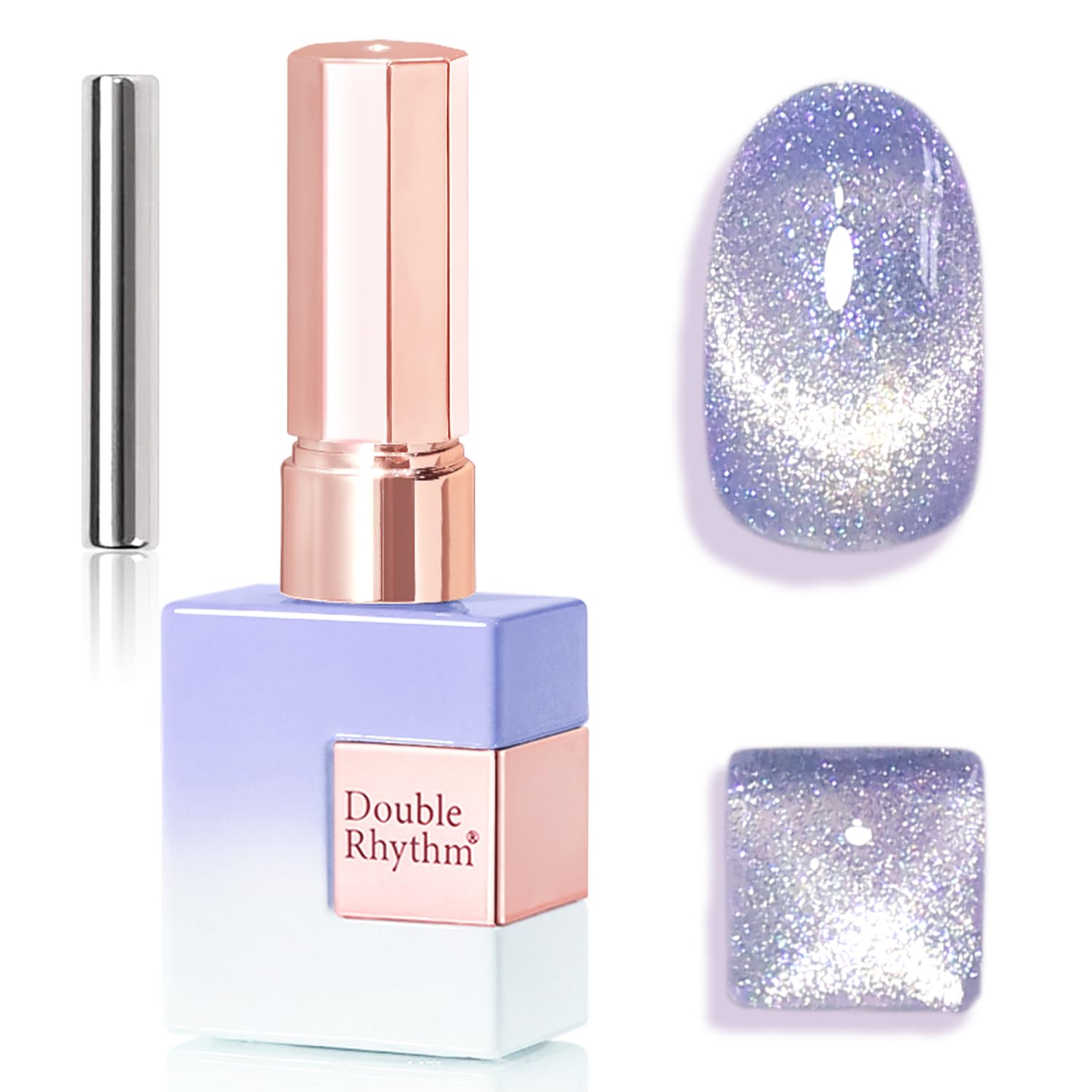 Double Rhythm 15ML Ice Glass Cat Eye Gel Polish with Magnet Holographic Glitter Shimmer Translucent Sheer Color Salon Soak Off Magnetic Nail at Home (Golden Violet-MC1129) : Beauty & Personal Care