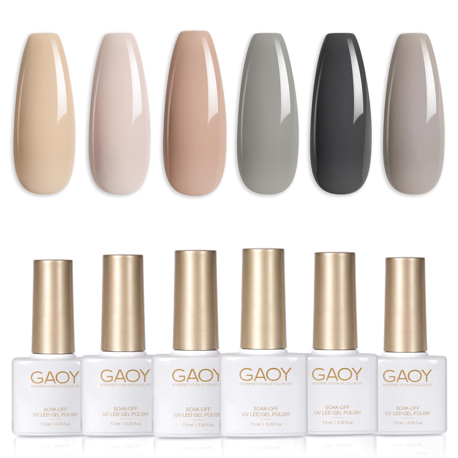 GAOY Milky White Jelly Nude Gel Nail Polish Set. 6 Transparent Colors Sheer Pink Orange Soak Off UV Light Cure Gel Polish Kit for Salon and Nail Art DIY at Home : Beauty & Personal Care