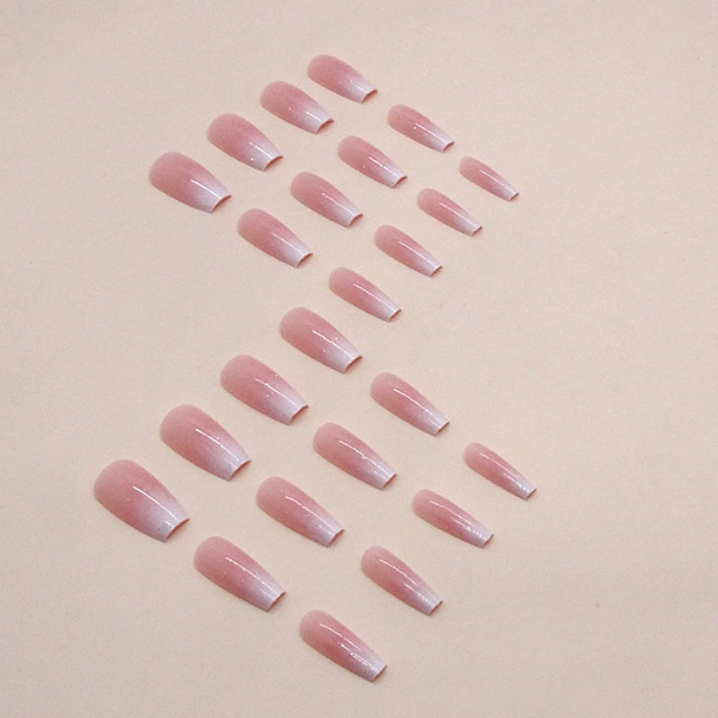 Hkanlre Bling Coffin Press on Nails Fake Nails Tips Full Cover Medium False Gradient Nails for Women and Girls 24PCS (Coffin pink) : Beauty & Personal Care