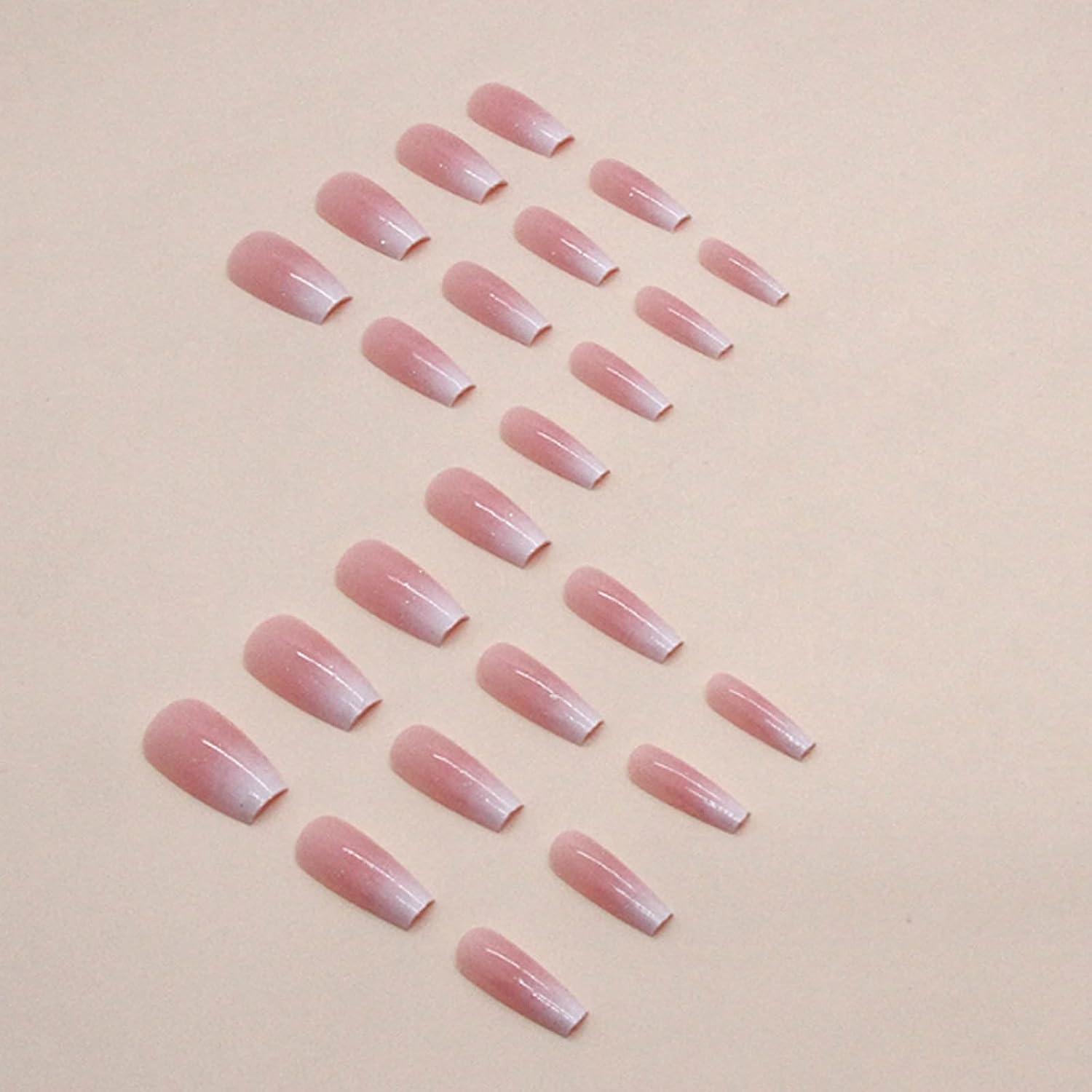 Hkanlre Bling Coffin Press on Nails Fake Nails Tips Full Cover Medium False Gradient Nails for Women and Girls 24PCS (Coffin pink) : Beauty & Personal Care
