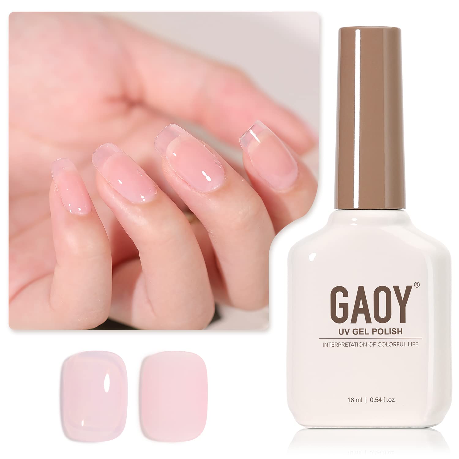 GAOY Sheer Light Pink Gel Nail Polish. 16ml Jelly Milky White Peach Translucent Color 1352 UV Light Cure Gel Polish for Nail Art DIY Manicure and Pedicure at Home : Beauty & Personal Care
