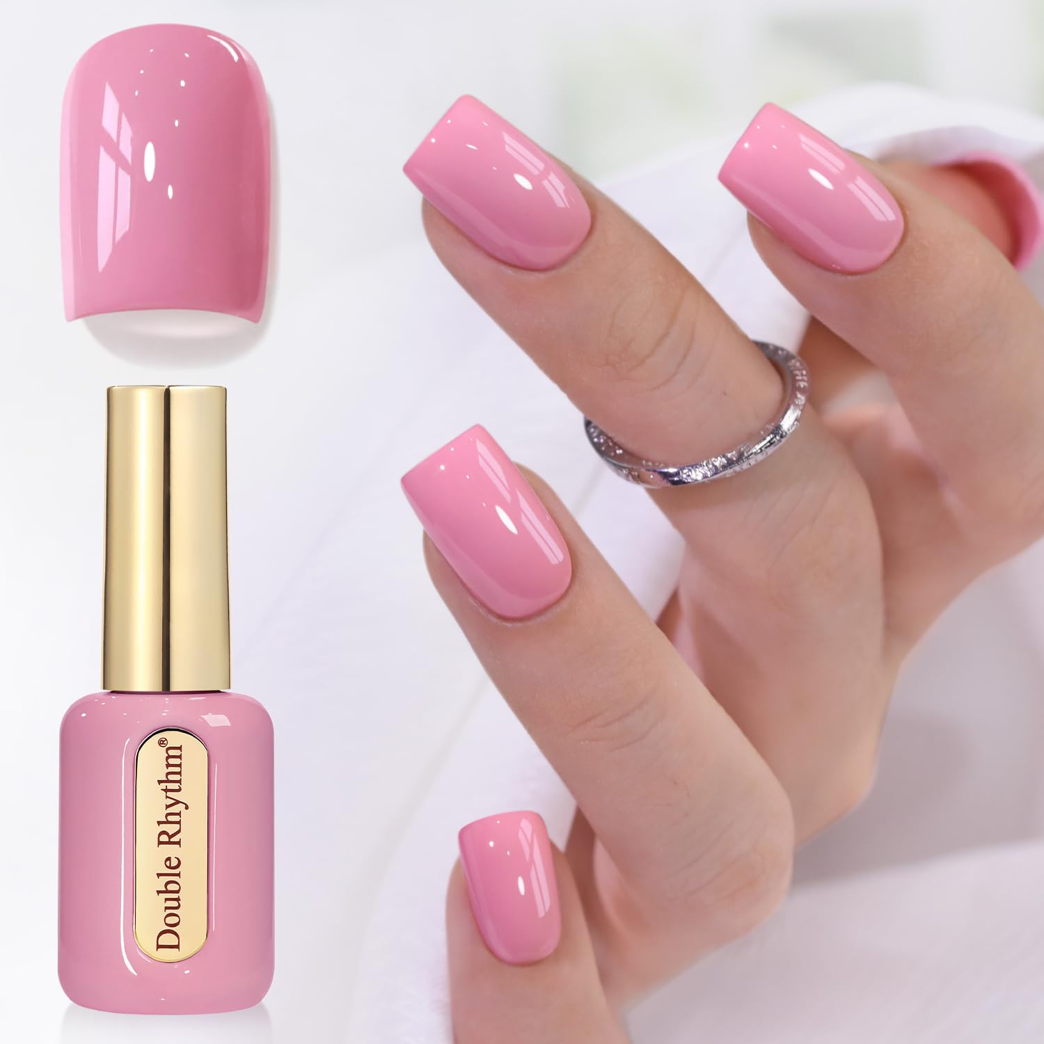 Double Rhythm 0.50 OZ Gel Polish Hema Free Same Color Same Bottle Golden Round Translucent Neutral Natural Milky 15 ML Jelly UV Polish Art DIY at Home (Bright Pink-H1040) : Beauty & Personal Care