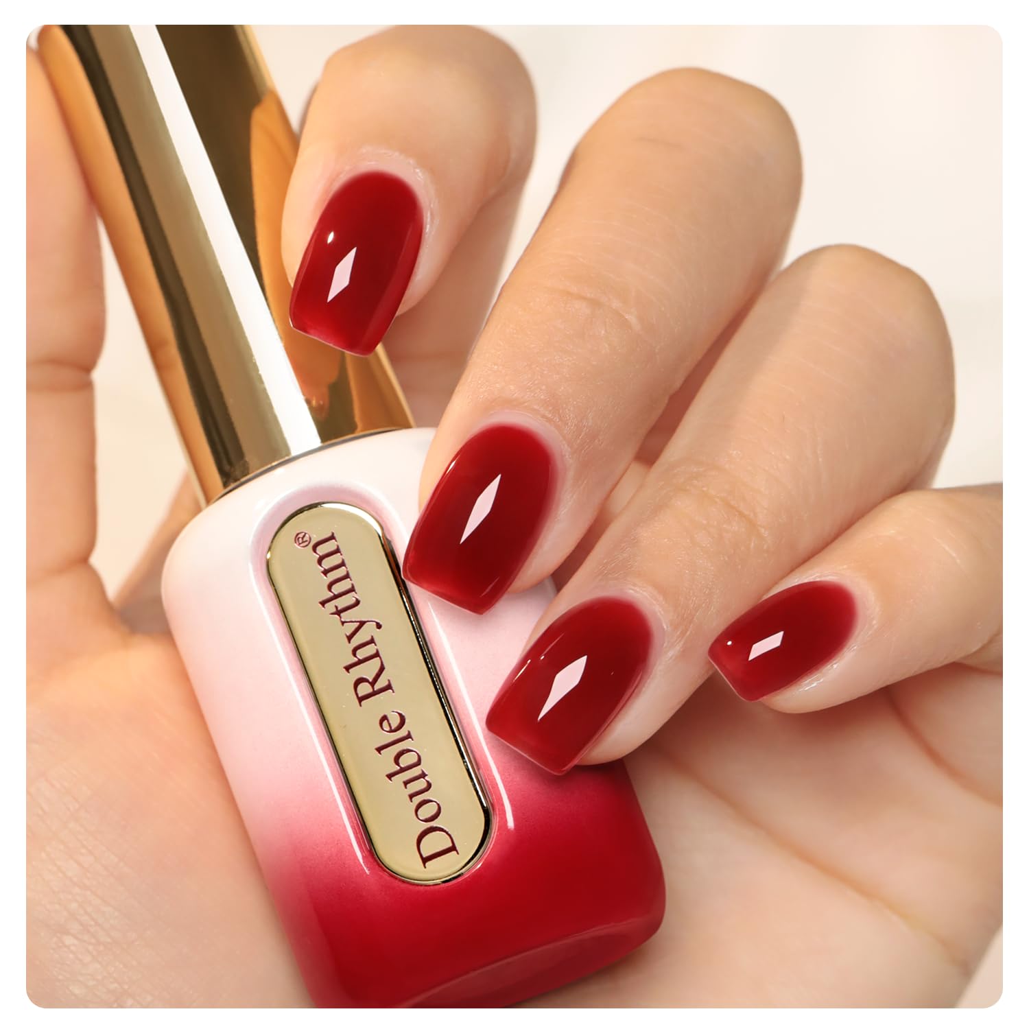 Double Rhythm 0.50 OZ Gel Polish Hema Free Same Color Same Bottle Golden Round Translucent Neutral Natural Milky 15 ML Jelly UV Polish Art DIY at Home (Bright Pink-H1040) : Beauty & Personal Care