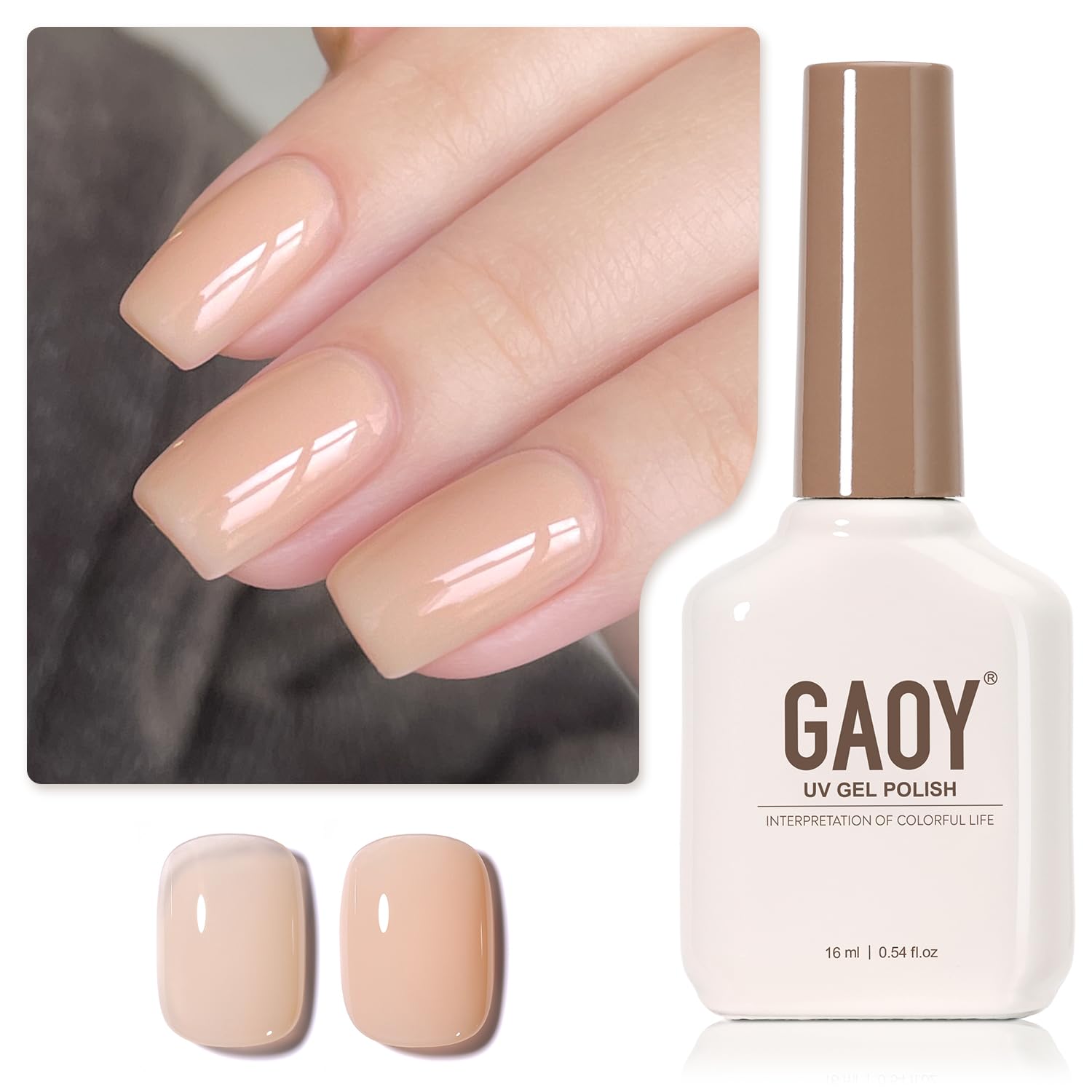 GAOY Sheer Light Pink Gel Nail Polish. 16ml Jelly Milky White Peach Translucent Color 1352 UV Light Cure Gel Polish for Nail Art DIY Manicure and Pedicure at Home : Beauty & Personal Care