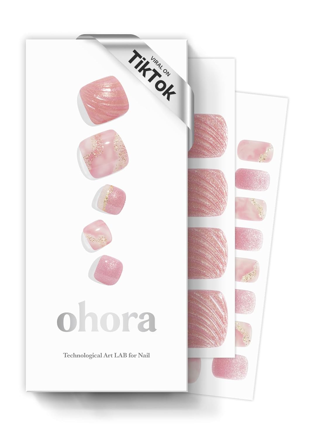 ohora Semi Cured Gel Pedi Strips (P Basic Pedicure no.3) - White. Solid. Works with UV/LED Lamps. Salon-Quality. Long Lasting. Easy to Apply & Remove - Includes 2 Prep Pads. Nail File & Wooden Stick : Beauty & Personal Care
