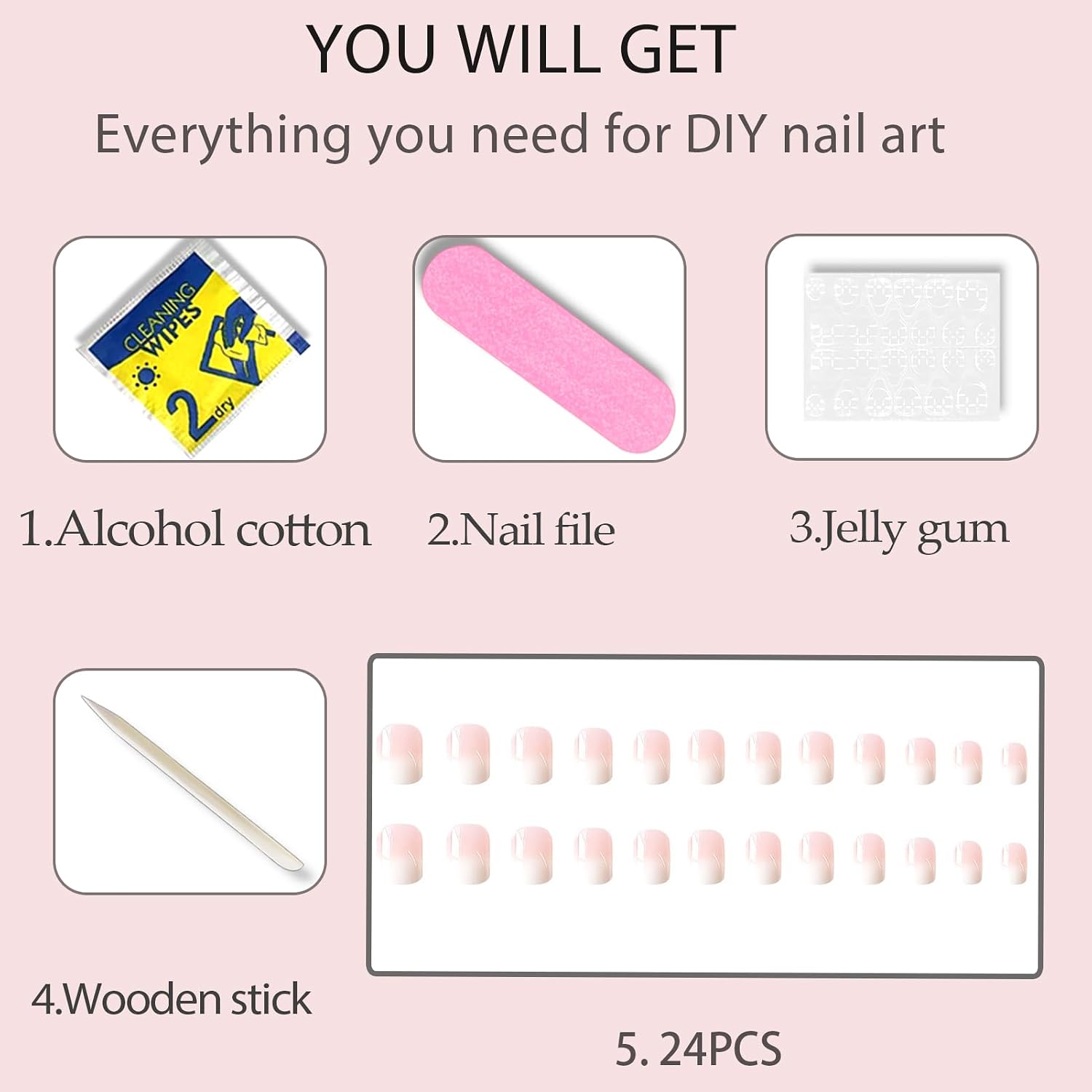 WAFOLOZE Nails Press ons.White Ombre Short Square Press on Nails Fake Nails Glossy Acrylic Artificial Nails Stick on Nails for Women 24Pcs : Beauty & Personal Care