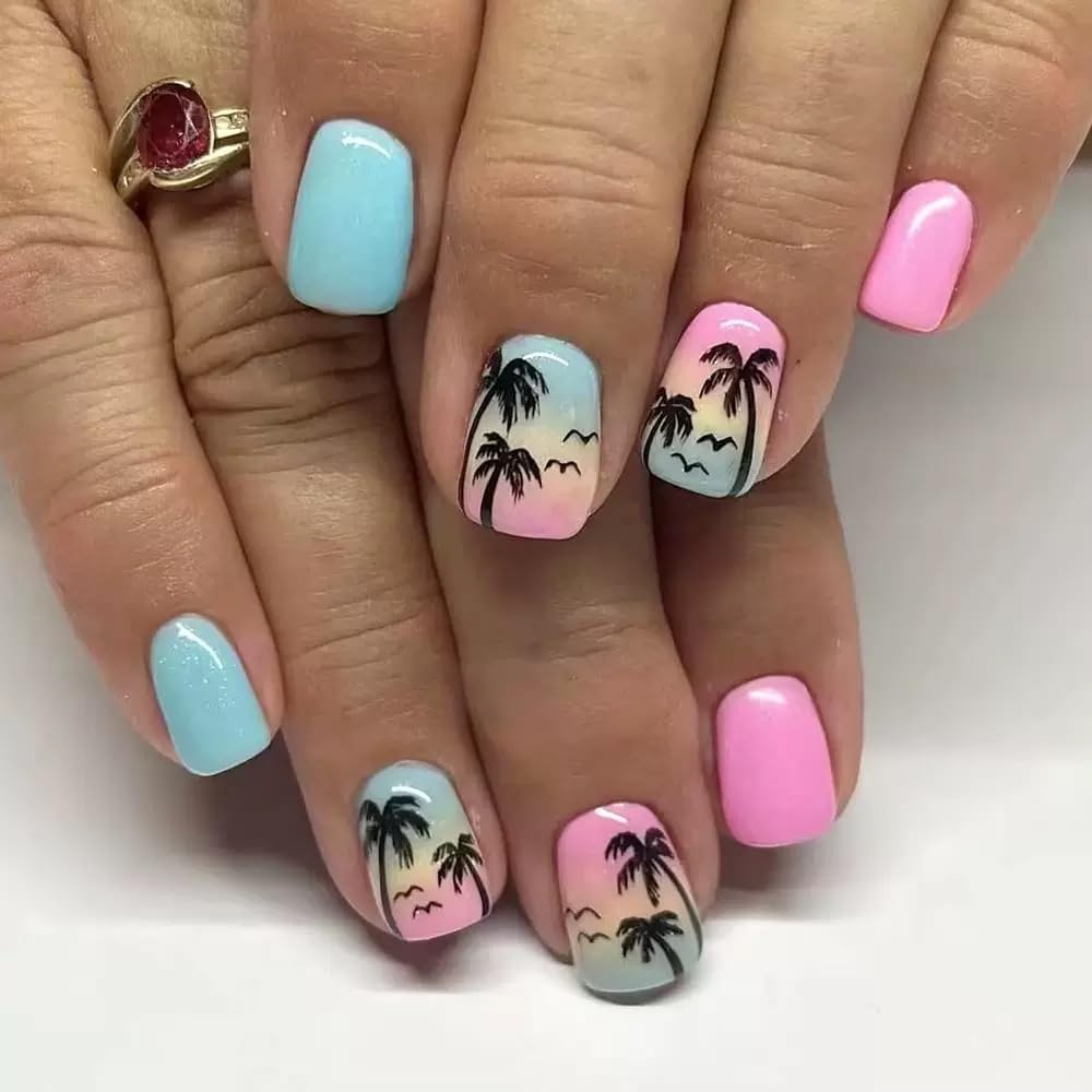 CTTHNBD Medium Press on Nails Coffin - Black French Tip Fake Nails with Bow Charms Design - Heart False Nails Press ons - for Women 24 Pcs : Beauty & Personal Care