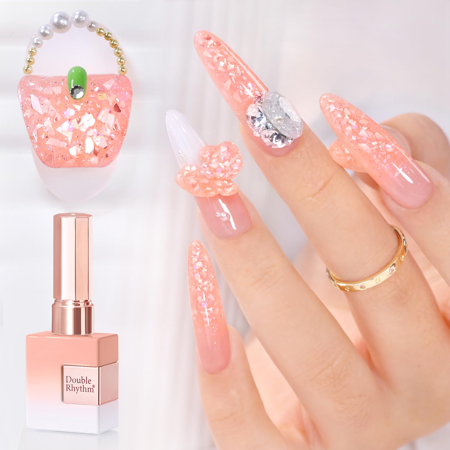 Double Rhythm 0.5Oz Glitter Gel Polish Shimmer Reflective Color for Nail Art Salon DIY Soak Off 15ml Nail Lamp Gel Polish at Home (Pink-B1161) : Beauty & Personal Care