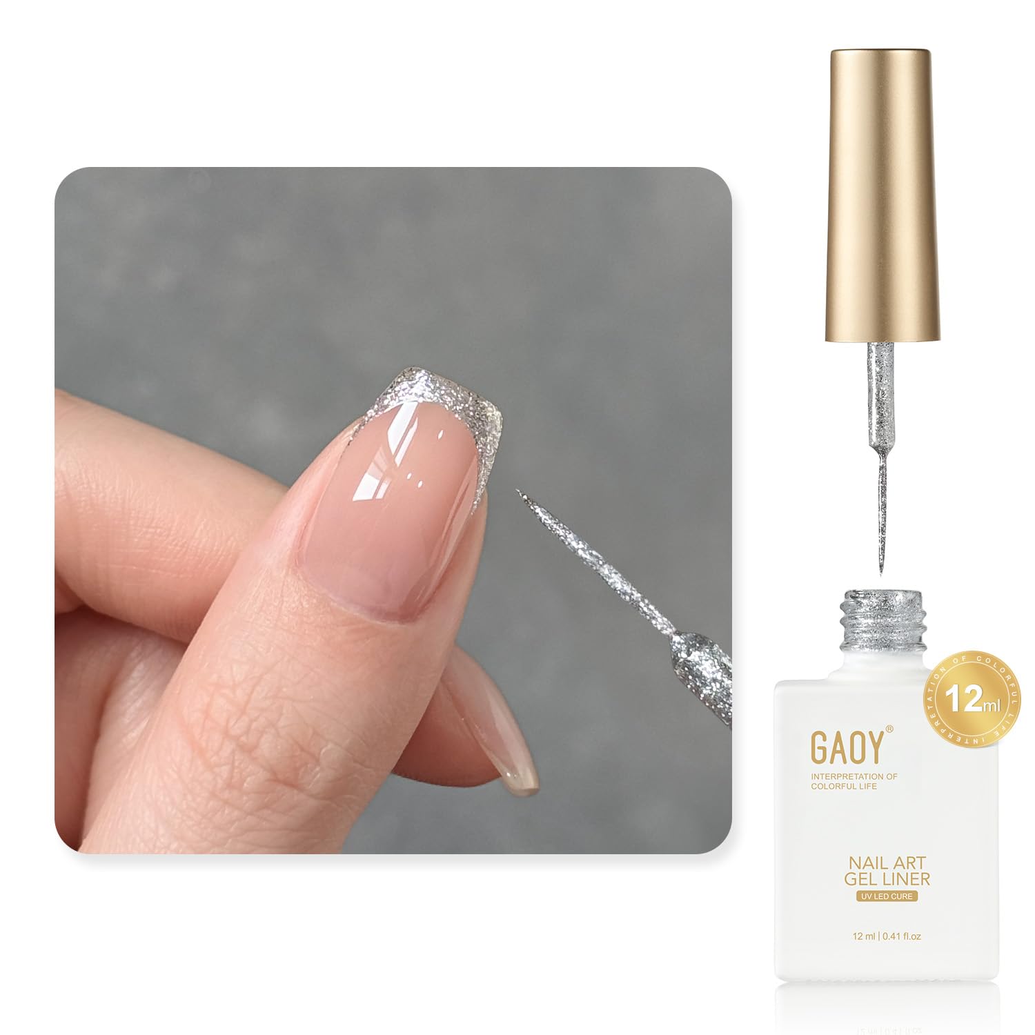 GAOY White Swirl Gel Nail Polish Art Liner. 12ml Classic Color Nail Paint Design with Thin Brush. UV Light Cure for DIY French Manicure at Home : Beauty & Personal Care