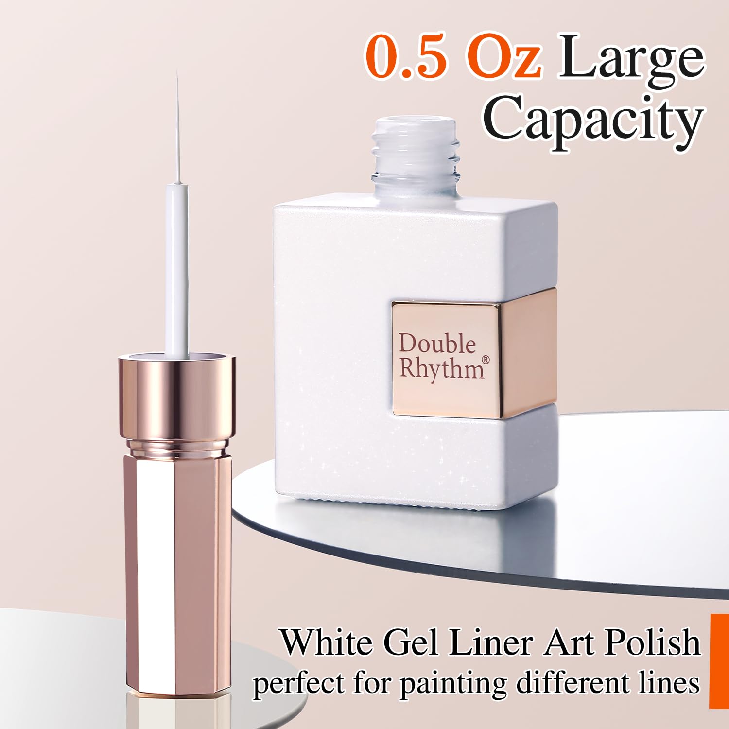 Double Rhythm 15 Ml Metallic Gel Liner Nail Art Bronze Mirror Chrome Painted Drawing Stripper 3D Effect Polish (White Liner Art -L1006) : Beauty & Personal Care