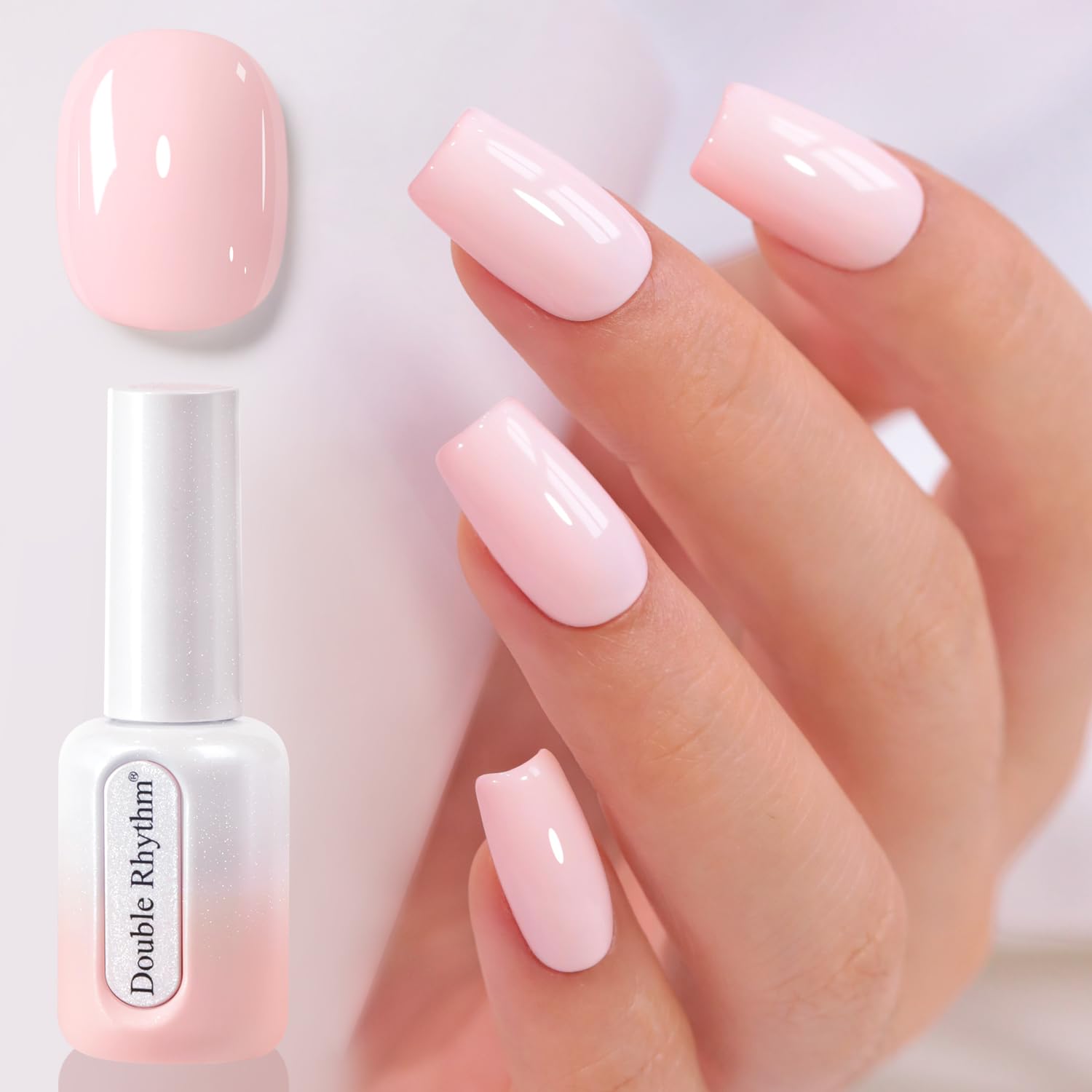 Double Rhythm 0.50 OZ Gel Polish Hema Free Same Color Same Bottle Golden Round Translucent Neutral Natural Milky 15 ML Jelly UV Polish Art DIY at Home (Bright Pink-H1040) : Beauty & Personal Care