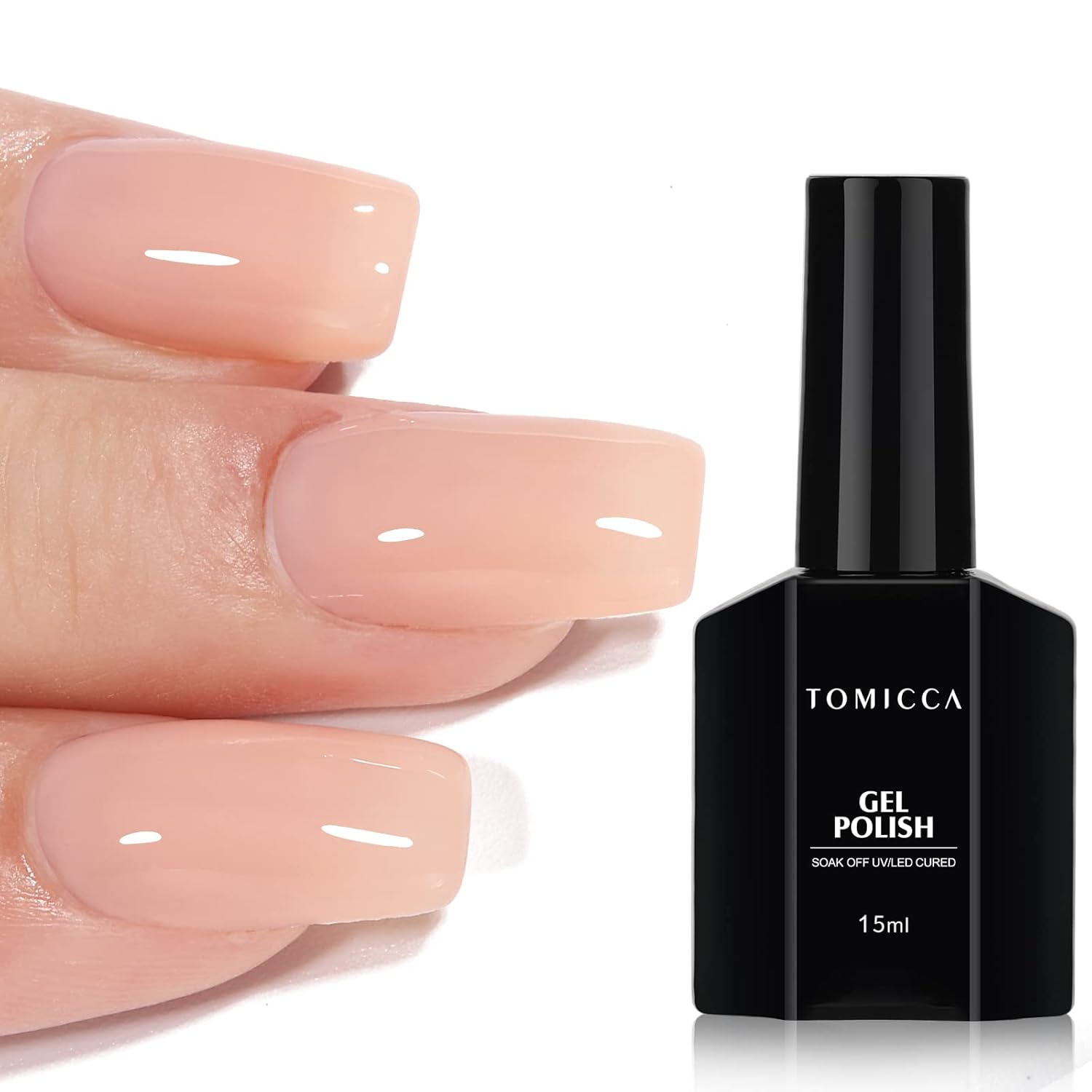 TOMICCA Nude Gel Nail Polish.15ml Light Nude Gel Polish.Soak Off Uv Led Cure Needed .Color Long Lasting Translucent Nail Art Manicure French Salon Diy Design Gifts For Woman : Beauty & Personal Care