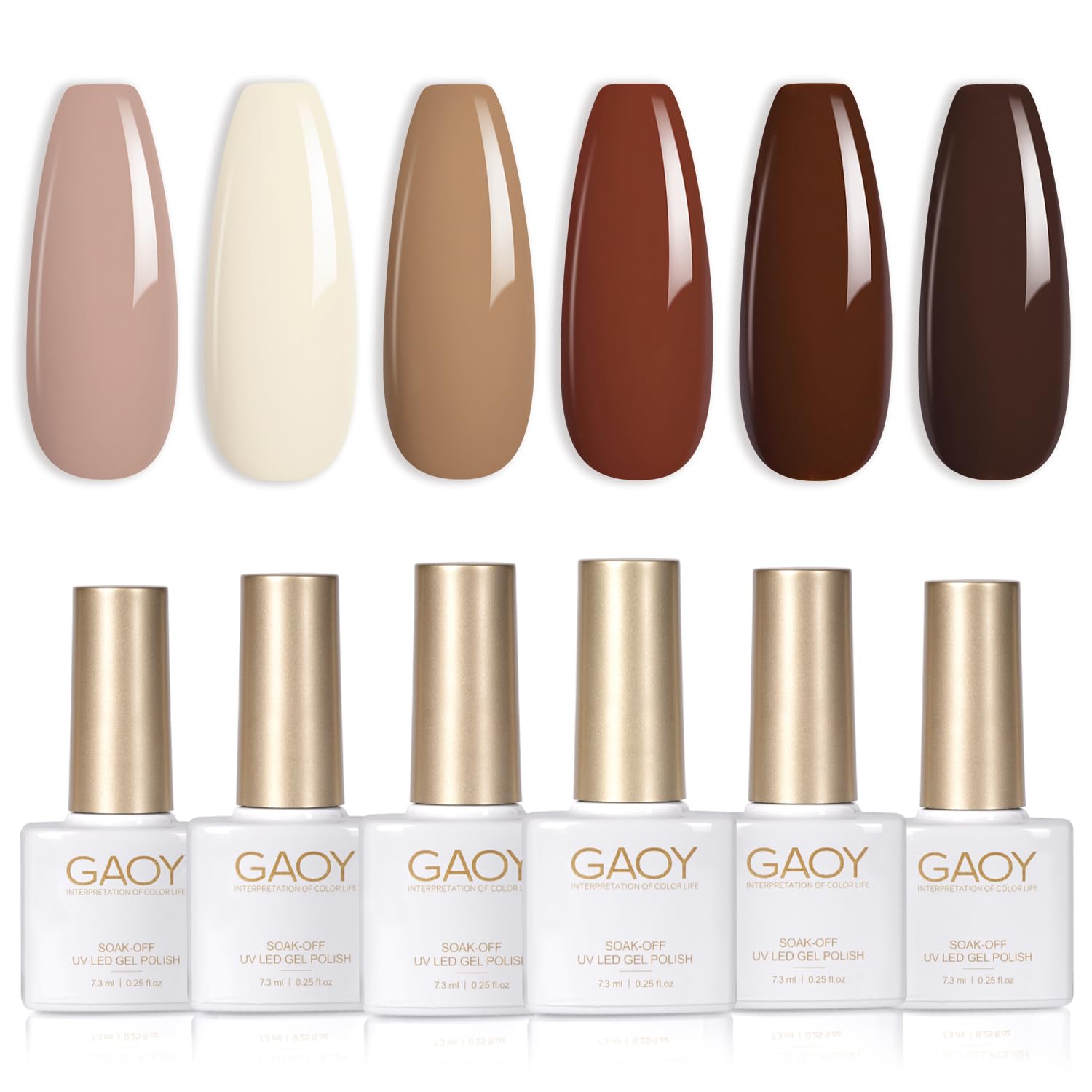 GAOY Milky White Jelly Nude Gel Nail Polish Set. 6 Transparent Colors Sheer Pink Orange Soak Off UV Light Cure Gel Polish Kit for Salon and Nail Art DIY at Home : Beauty & Personal Care