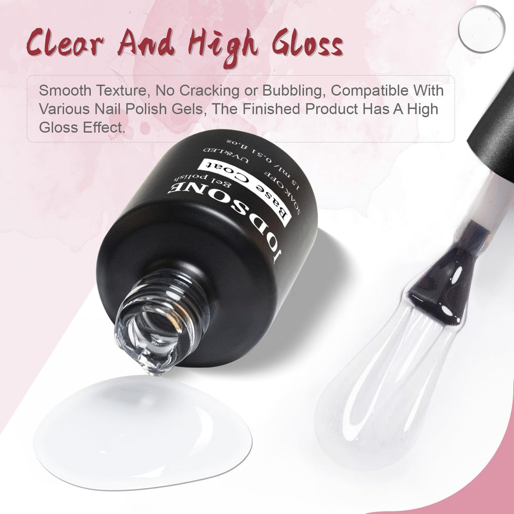 JODSONE 2 Bottles of Top Coat Base Coat Set No Wipe Foundation Combination Bright Surface At Home DIY Nail Salon Girl Gift : Beauty & Personal Care