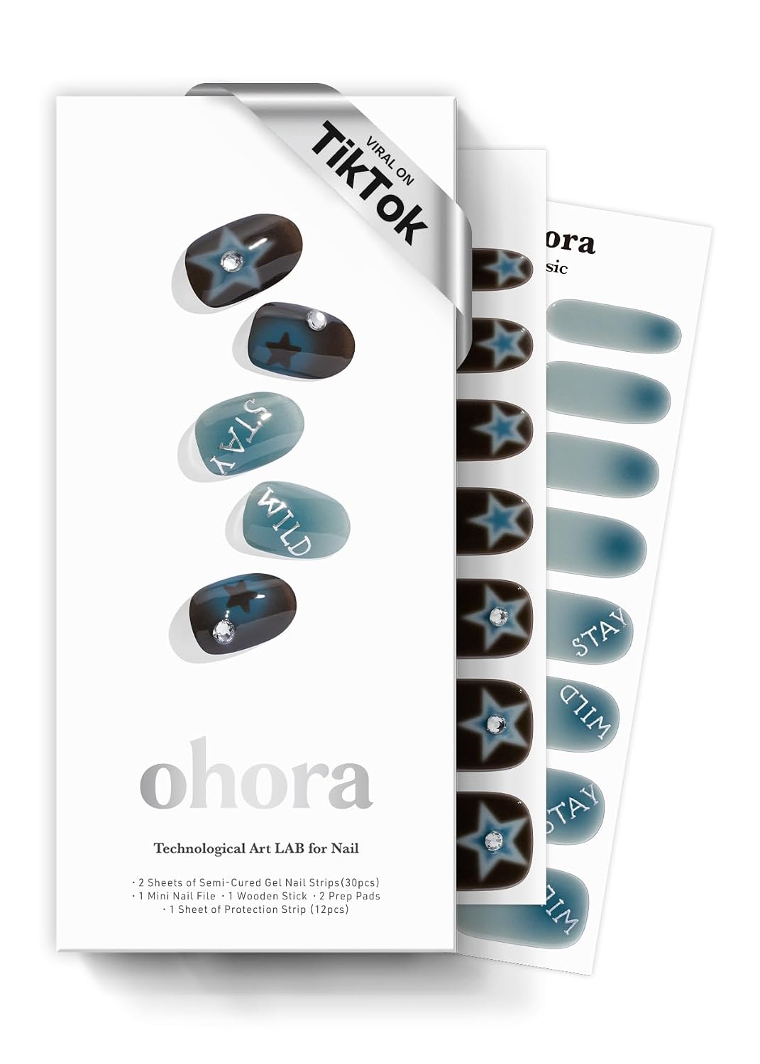 ohora Semi Cured Gel Nail Strips (N Cream Window) - Green. Solid. Works with Any UV/LED Lamps. Salon-Quality. Long Lasting. Easy to Apply & Remove - Includes 2 Prep Pads. Nail File & Wooden Stick : Beauty & Personal Care