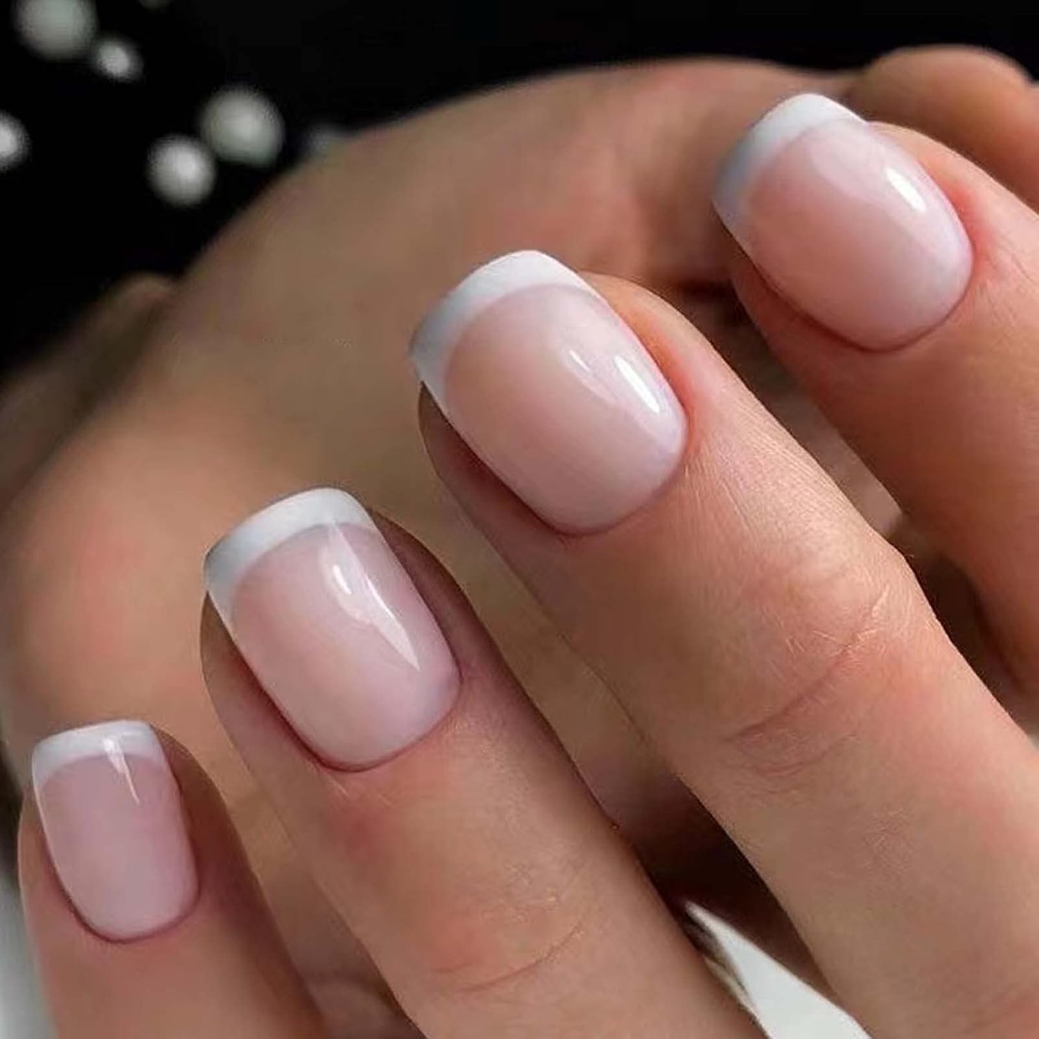 Hkanlre Square French Press on Nails Short Cute Fake Nails Acrylic Flower False Nails for Women and Girls 24PCS : Beauty & Personal Care