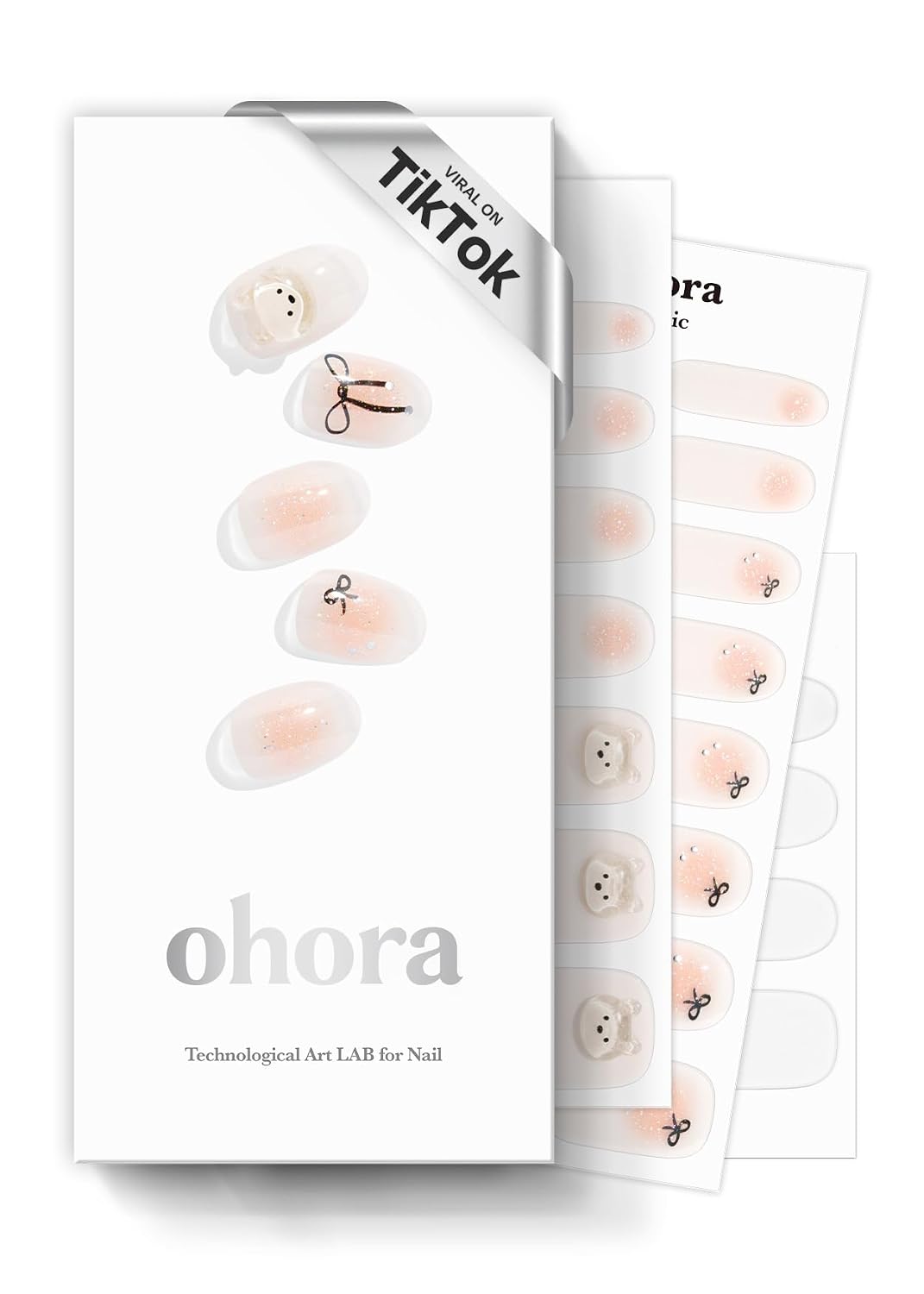 ohora Semi Cured Gel Nail Strips (N Pixie Dust) - Nude. Glitter. Works with Any UV/LED Lamps. Salon-Quality. Long Lasting. Easy to Apply & Remove - Includes 2 Prep Pads. Nail File & Wooden Stick : Beauty & Personal Care