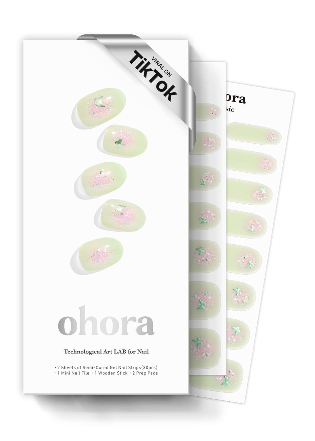 ohora Semi Cured Gel Nail Strips (N Cream Indigo) - Blue. Solid. Works with Any UV/LED Lamps. Salon-Quality. Long Lasting. Easy to Apply & Remove - Includes 2 Prep Pads. Nail File & Wooden Stick : Beauty & Personal Care
