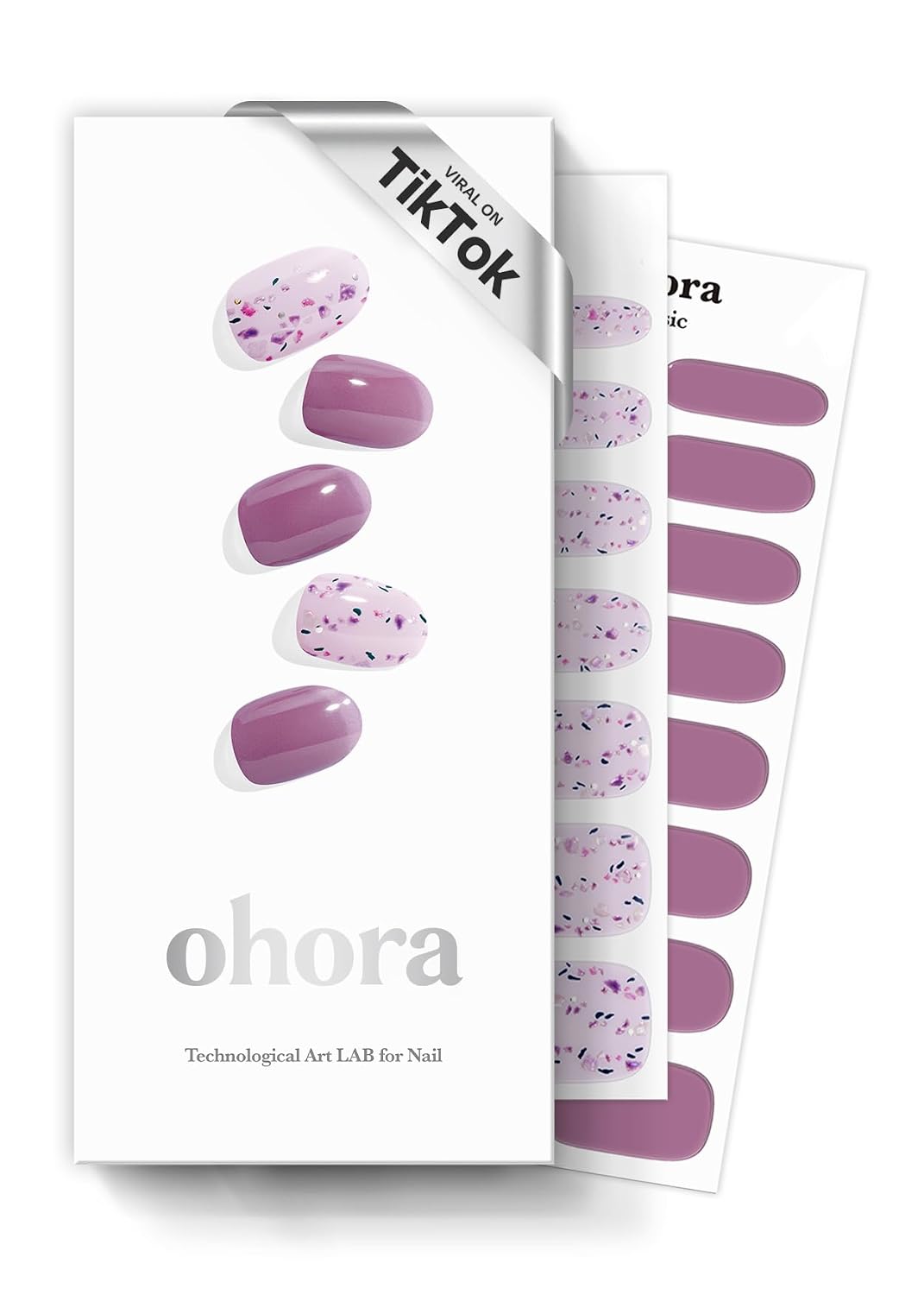ohora Semi Cured Gel Nail Strips (N Pixie Dust) - Nude. Glitter. Works with Any UV/LED Lamps. Salon-Quality. Long Lasting. Easy to Apply & Remove - Includes 2 Prep Pads. Nail File & Wooden Stick : Beauty & Personal Care