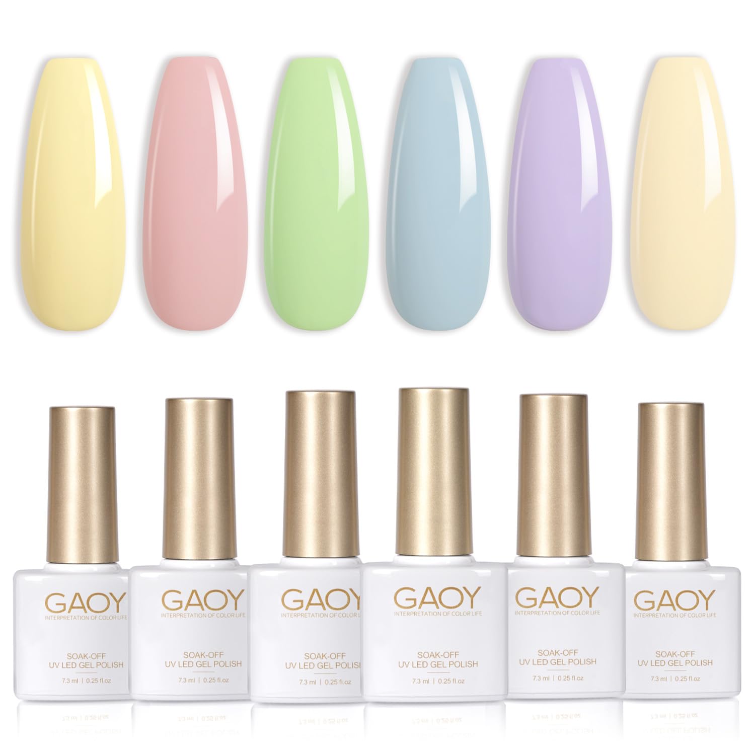 GAOY Milky White Jelly Nude Gel Nail Polish Set. 6 Transparent Colors Sheer Pink Orange Soak Off UV Light Cure Gel Polish Kit for Salon and Nail Art DIY at Home : Beauty & Personal Care