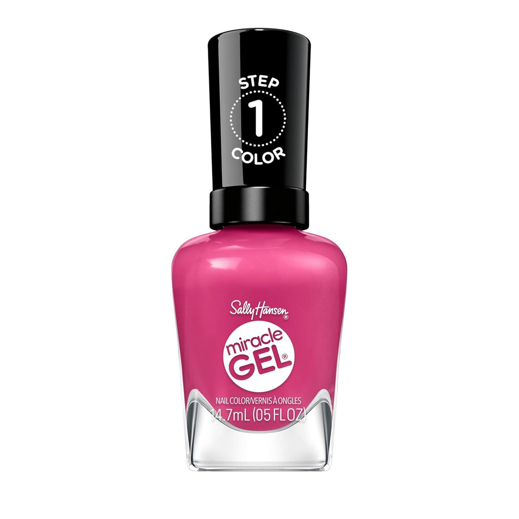 Sally Hansen Miracle Gel Supercharged Pinks Nail Polish | Salon Quality Gel-Like Formula. Two-Step System. No UV Light Needed. Long Lasting | 350 Work Hard. Play Pink | Bright Pink Crème Nail Color : Beauty & Personal Care