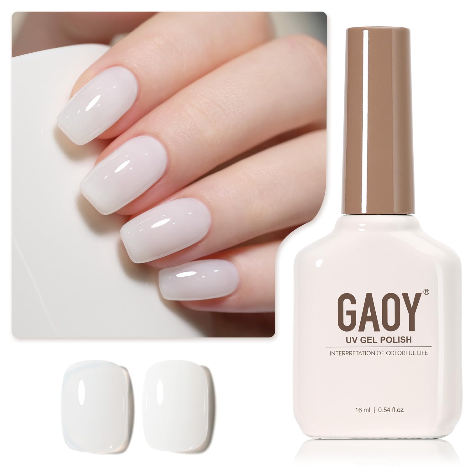 GAOY Sheer Light Pink Gel Nail Polish. 16ml Jelly Milky White Peach Translucent Color 1352 UV Light Cure Gel Polish for Nail Art DIY Manicure and Pedicure at Home : Beauty & Personal Care