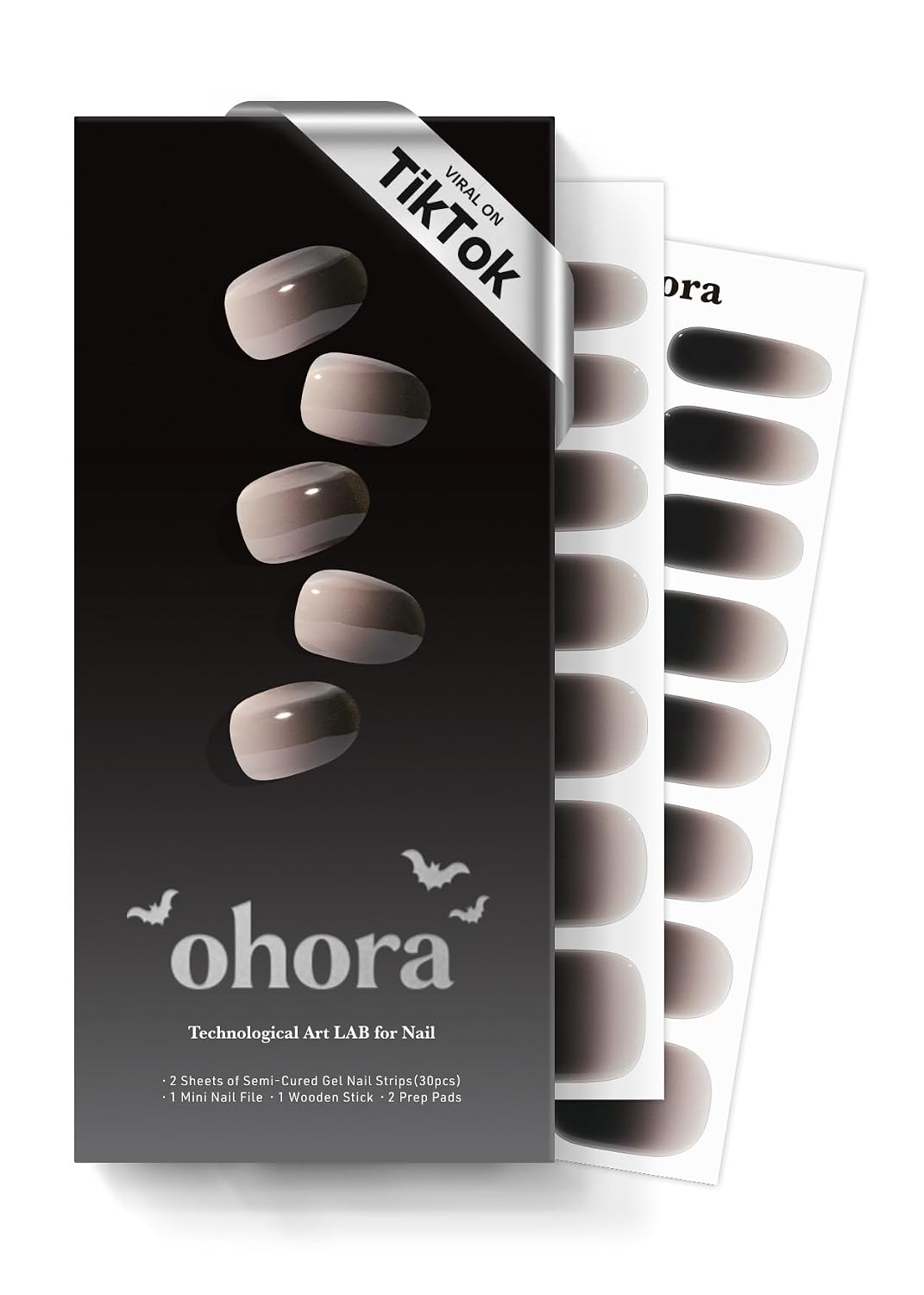 ohora Semi Cured Gel Nail Strips (N Dancing Flower) - White Works with Any UV/LED Lamps. Salon-Quality. Long Lasting. Easy to Apply & Remove - Includes 2 Prep Pads. Nail File & Wooden Stick : Beauty & Personal Care
