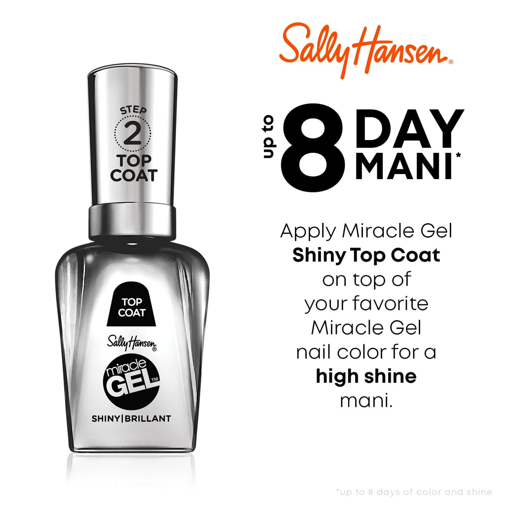 Sally Hansen Miracle Gel™. Shiny Top Coat. Long Lasting. Gel-Like Formula. No UV Lamp Needed. Clear Nail Polish : Beauty & Personal Care