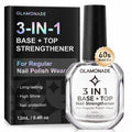 Glamonade 3-In-1 Clear Nail Polish: Quick Dry Top Coat Prevent Staining Base Coat & Nail Strengthener. High Gloss Long Lasting No Chip Shield. Nail Hardener for Weak Nails. DIY Manicure for Women 12ml : Beauty & Personal Care