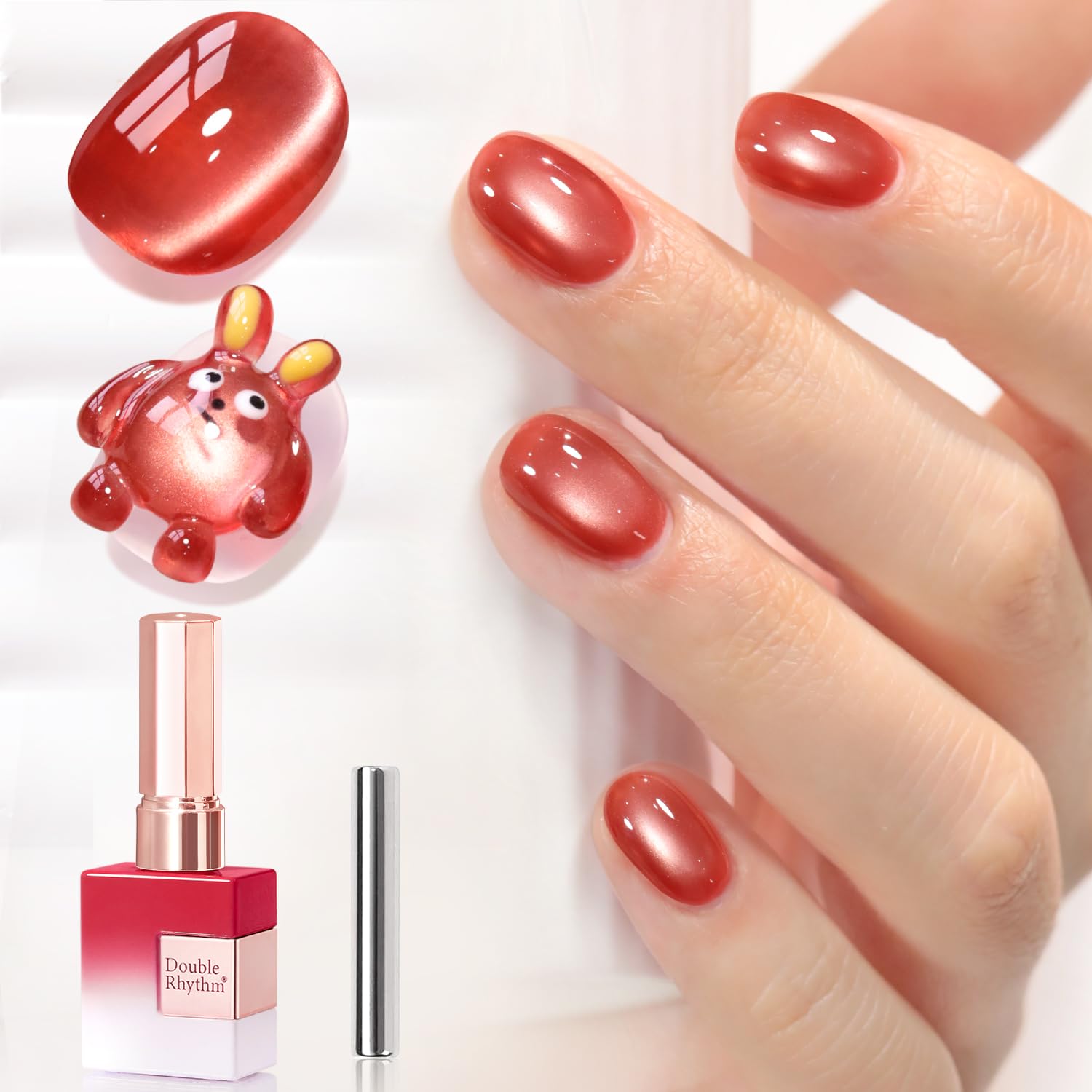 Double Rhythm 15ML Ice Glass Cat Eye Gel Polish with Magnet Holographic Glitter Shimmer Translucent Sheer Color Salon Soak Off Magnetic Nail at Home (Golden Violet-MC1129) : Beauty & Personal Care