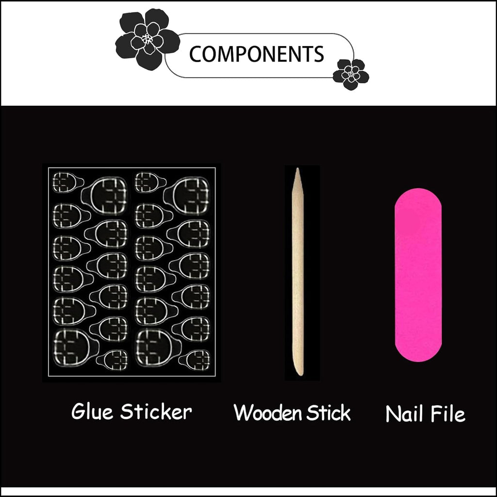 CTTHNBD Medium Press on Nails Coffin - Black French Tip Fake Nails with Bow Charms Design - Heart False Nails Press ons - for Women 24 Pcs : Beauty & Personal Care