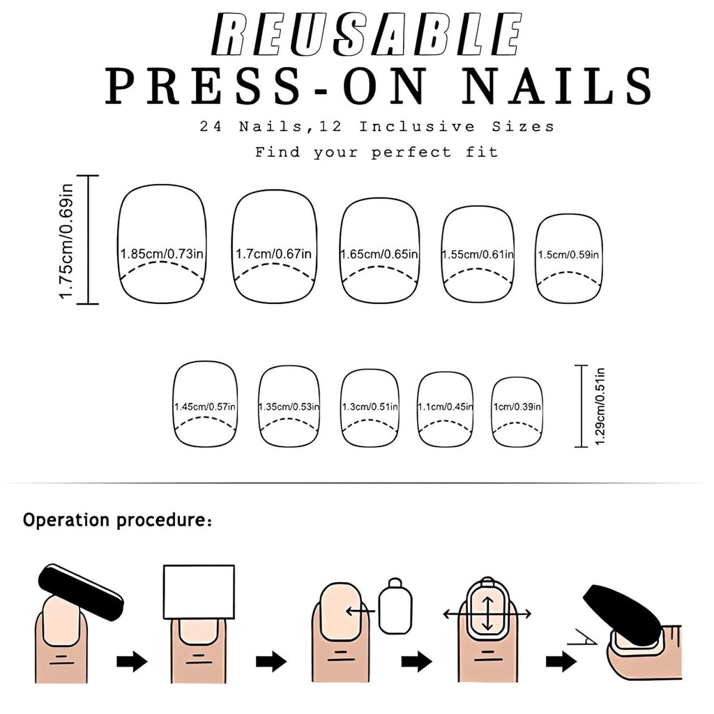 Short Square Press on Nails French Fake Nails Ombre Acrylic Nails Press on Full Cover Glossy False Nails Artificial Stick on Nail for Women Manicure Decoration 24PCS : Beauty & Personal Care