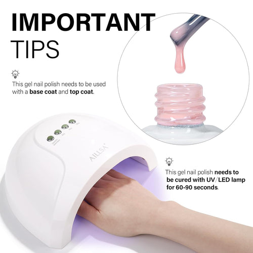 AILLSA Milky Pink Nude Gel Nail Polish. 15ml Translucent Soak Off UV LED Light Cure Gel Polish. Long Lasting for French Nail Art Salon DIY Manicure at Home : Beauty & Personal Care