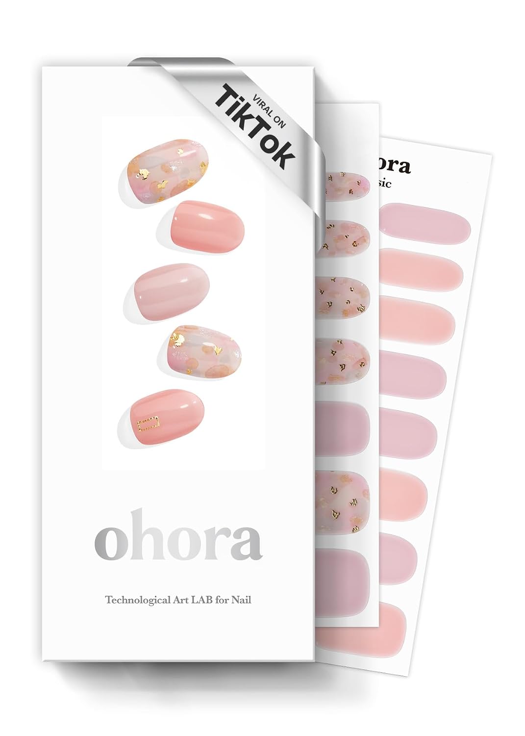 ohora Semi Cured Gel Nail Strips (N Pixie Dust) - Nude. Glitter. Works with Any UV/LED Lamps. Salon-Quality. Long Lasting. Easy to Apply & Remove - Includes 2 Prep Pads. Nail File & Wooden Stick : Beauty & Personal Care