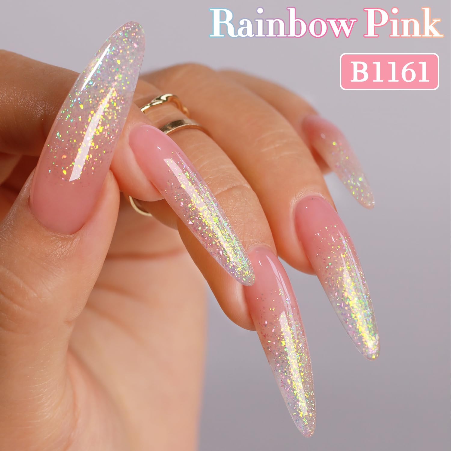 Double Rhythm 0.5Oz Glitter Gel Polish Shimmer Reflective Color for Nail Art Salon DIY Soak Off 15ml Nail Lamp Gel Polish at Home (Pink-B1161) : Beauty & Personal Care