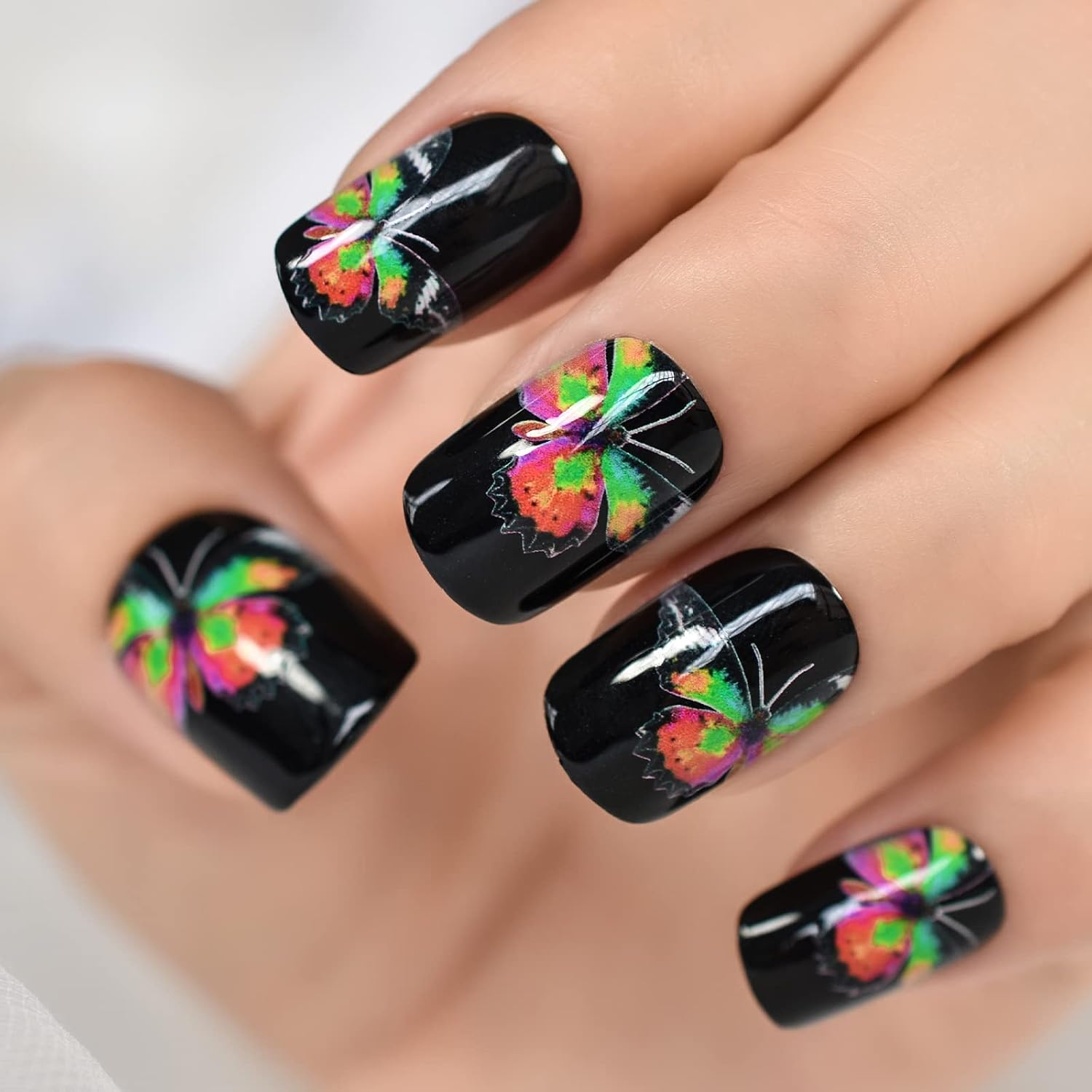 ELEVENAIL Press on Nails Glossy Dark Rose Pink False Nails Medium Length Squoval Nail Art Tips Salon Women Girls DIY Manicure Daily Reusable Daily Office Home Party Acrylic Stick On Fake Nails : Beauty & Personal Care