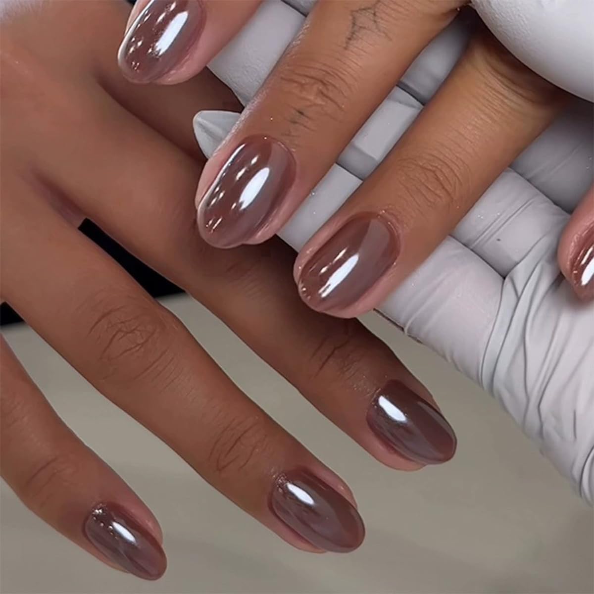 Short Square Press on Nails French Fake Nails Ombre Acrylic Nails Press on Full Cover Glossy False Nails Artificial Stick on Nail for Women Manicure Decoration 24PCS : Beauty & Personal Care