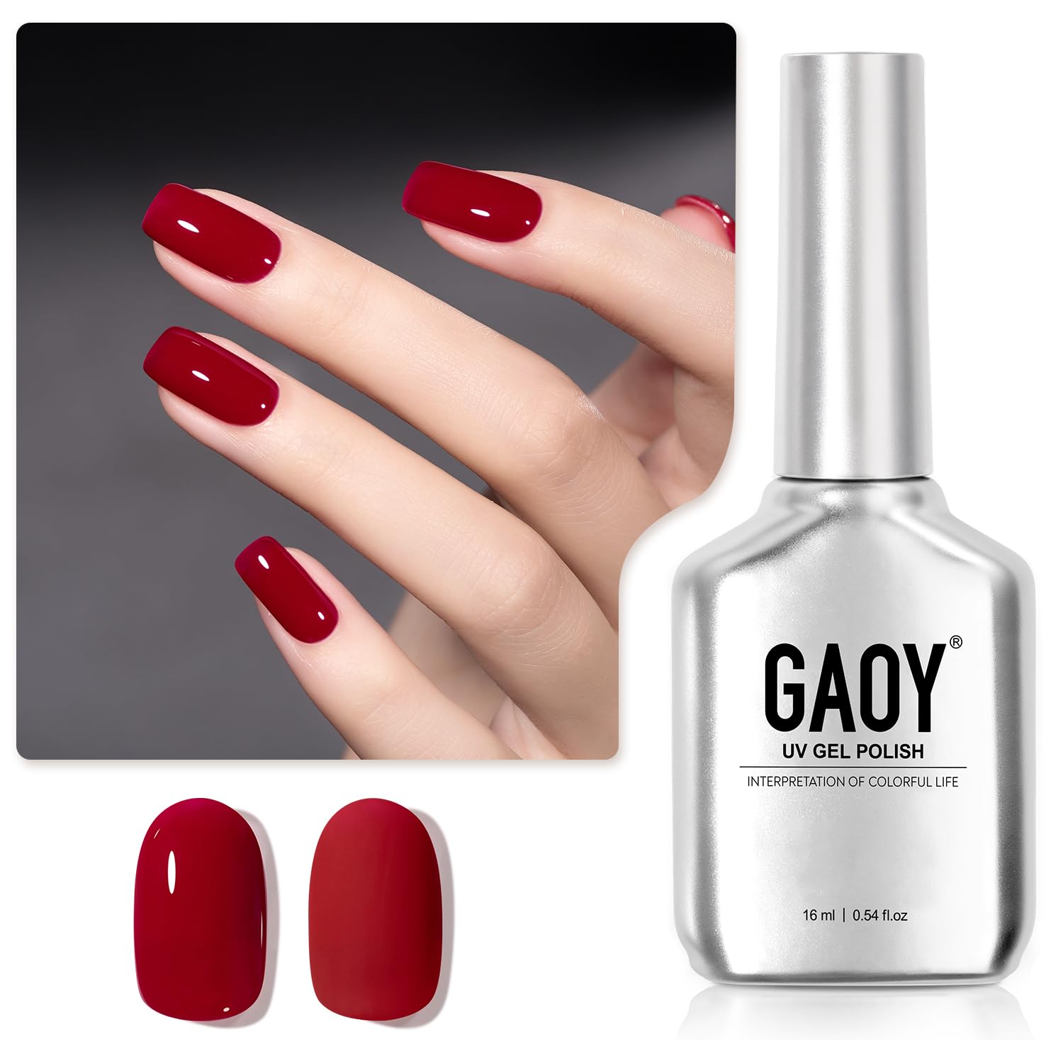 GAOY Red Gel Nail Polish. 16ml Soak Off Gel Polish. UV Light Cure for Nail Art DIY Manicure at Home. 1149 Dark Red Cherry : Beauty & Personal Care